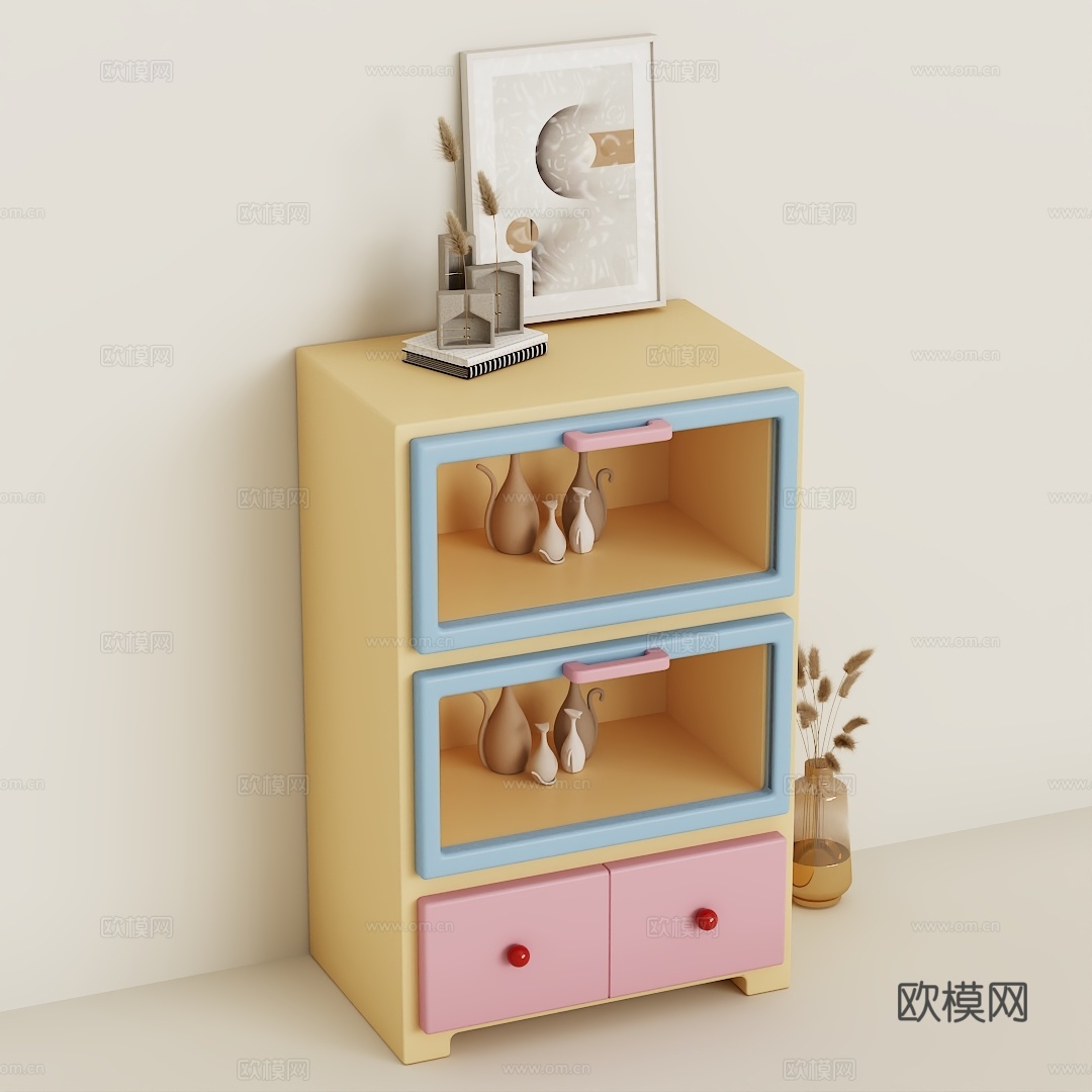 奶油风玄关柜 电视柜 边柜 沙发柜3d模型