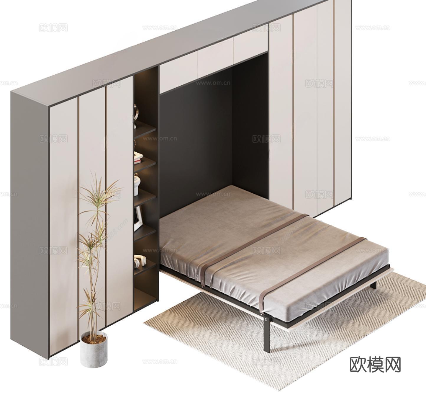 现代极简折叠床3d模型