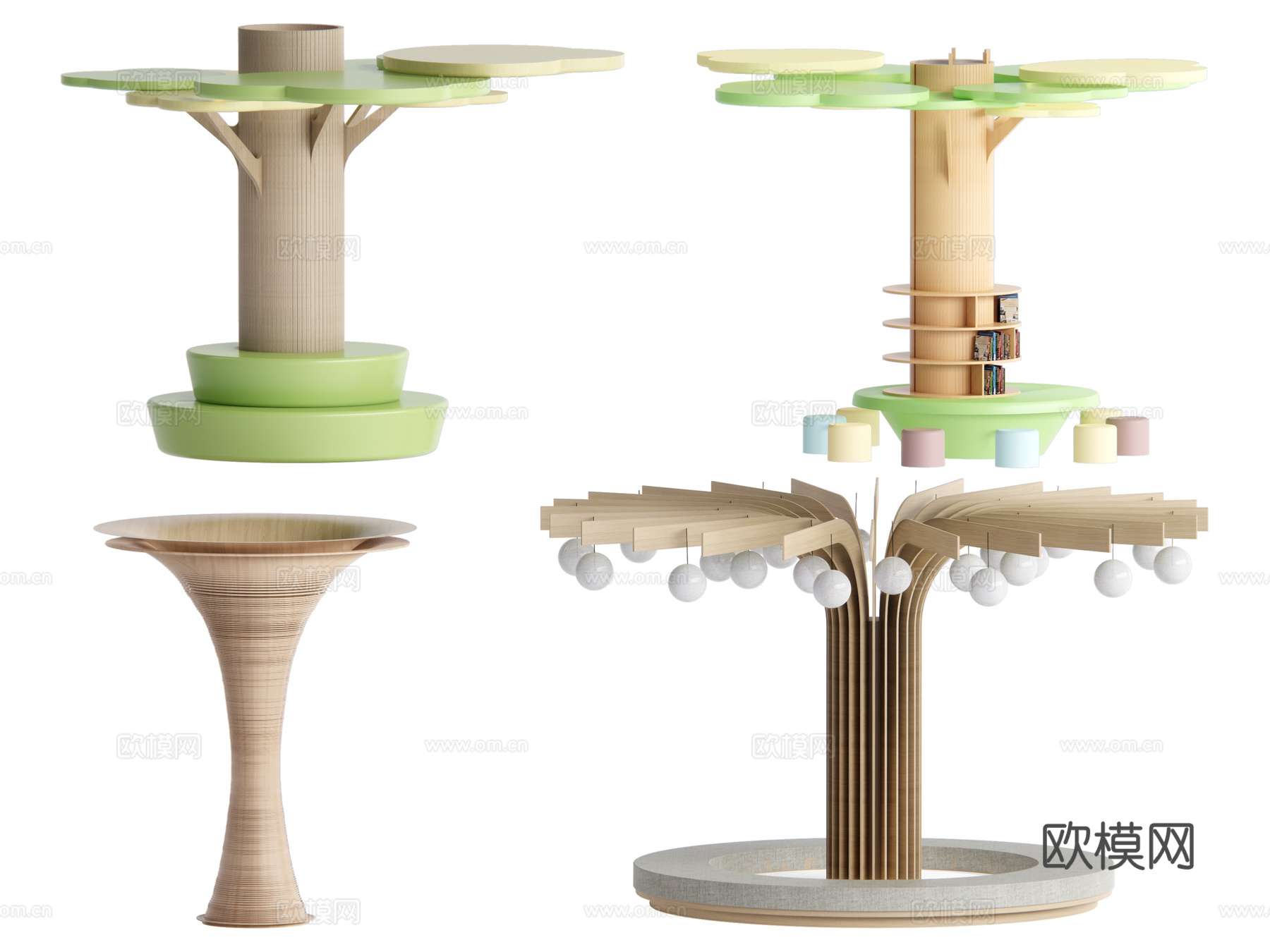 现代装饰柱组合su模型下载（渲染图1）