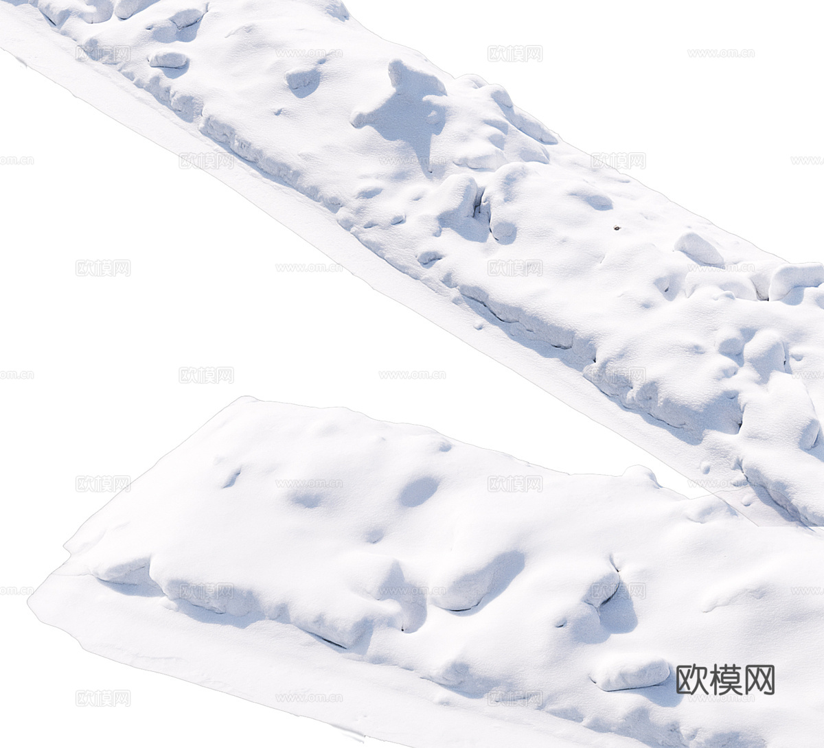 现代雪堆 雪路 雪 户外雪 人行道 路边3d模型