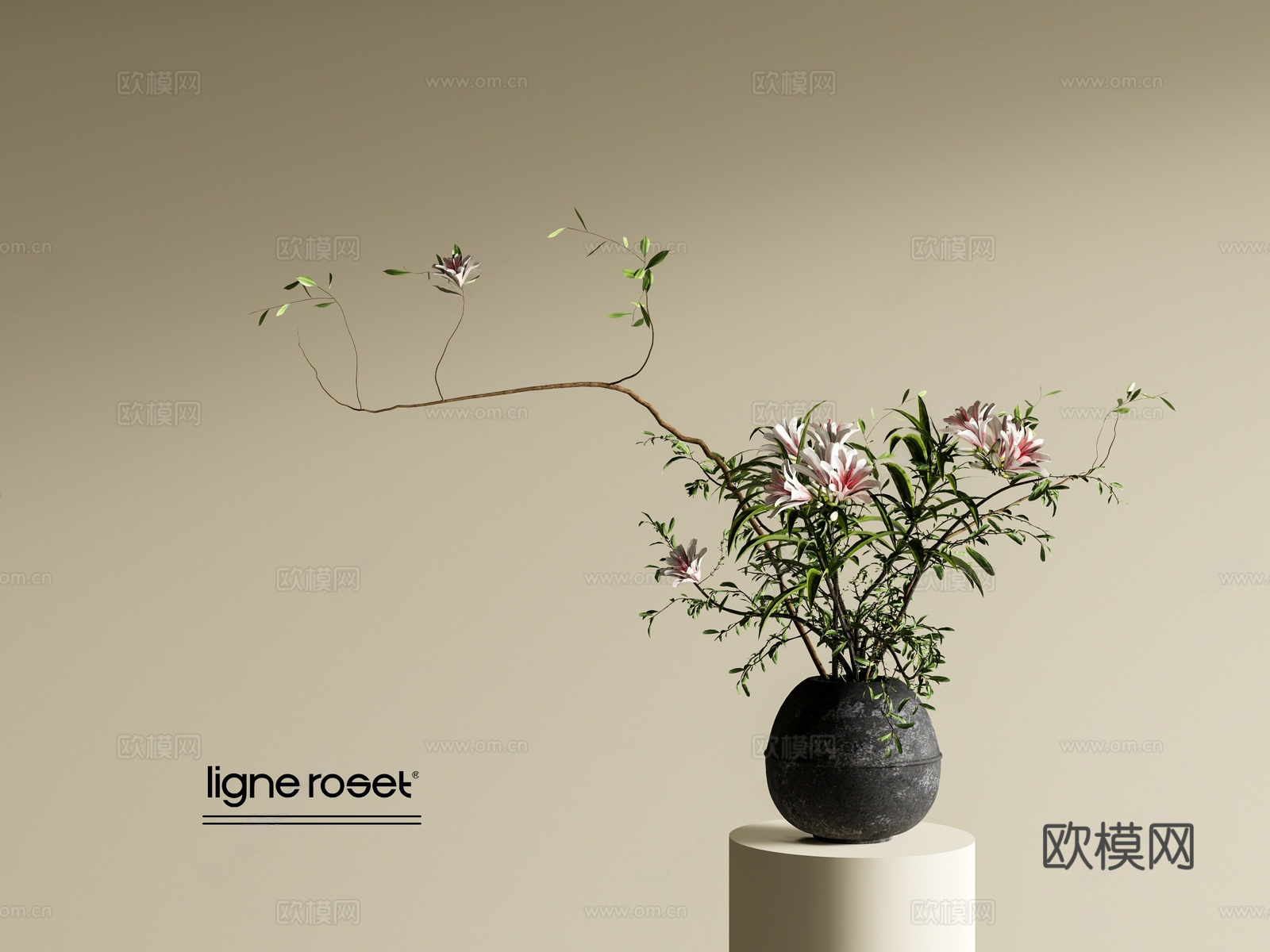 中古侘寂花瓶 中古风花瓶 陶罐花艺 花瓶花艺 陶瓷花瓶3d模型