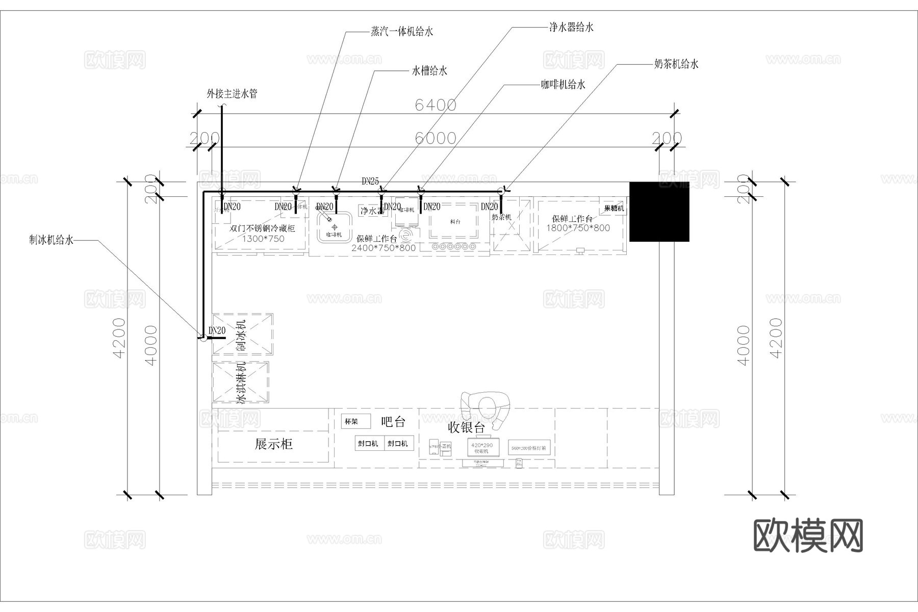 连锁店 商铺 店铺 零食店 奶茶店 蜜雪冰城cad施工图