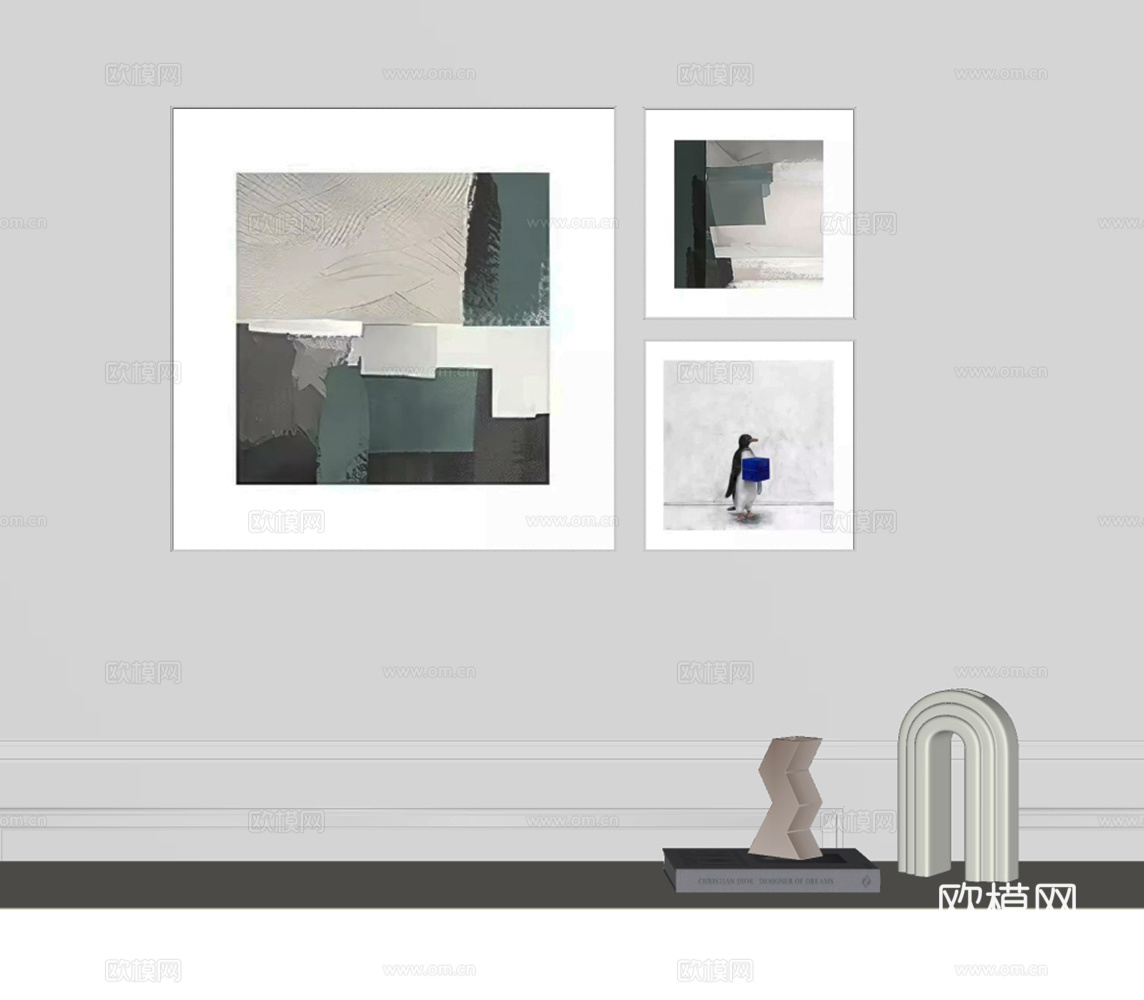 简约复古装饰画su模型