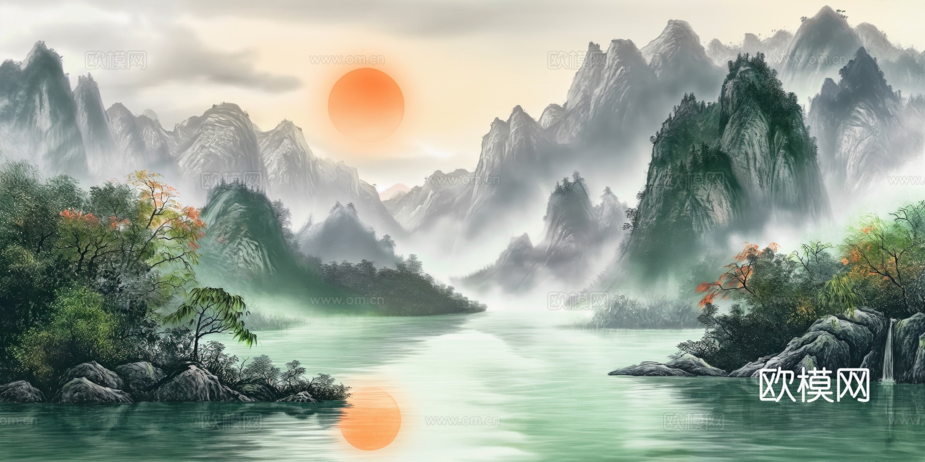 国风山水壁纸壁画