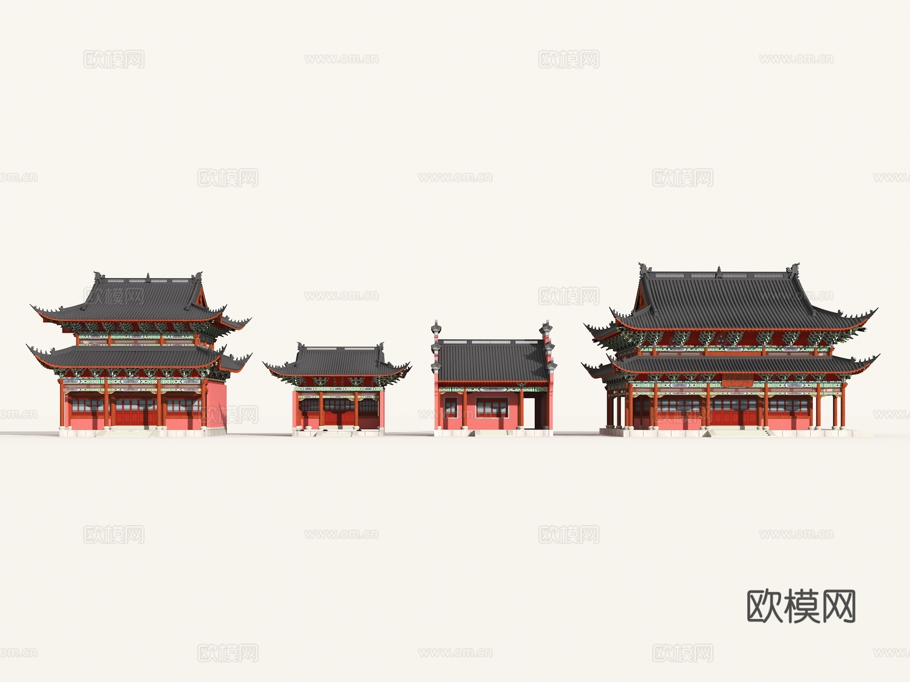 中式古建 彩绘古建 明清彩绘 寺庙大殿3d模型