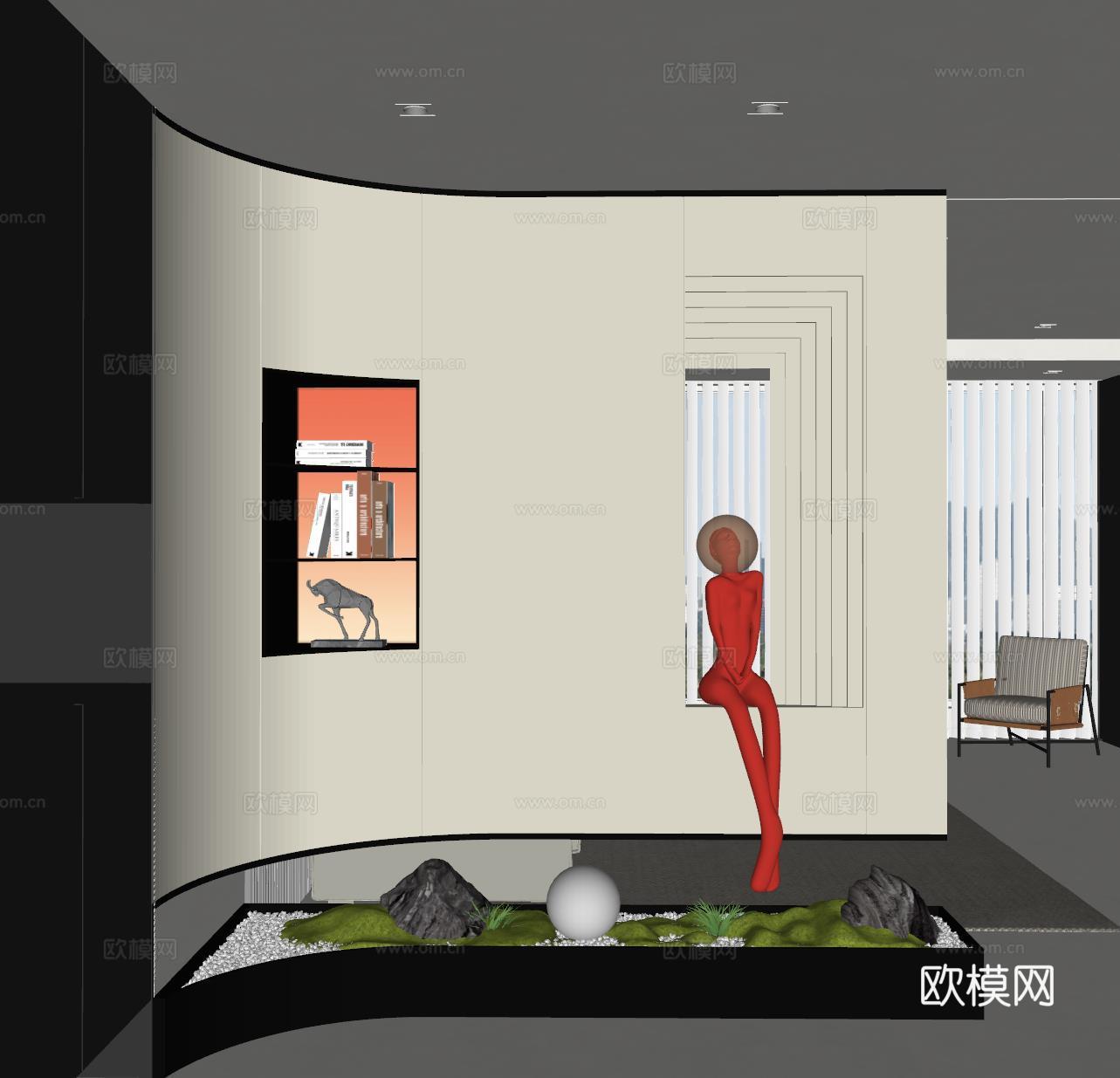 现代玄关过道 装饰性玄关 玄关隔断 入户门厅su模型