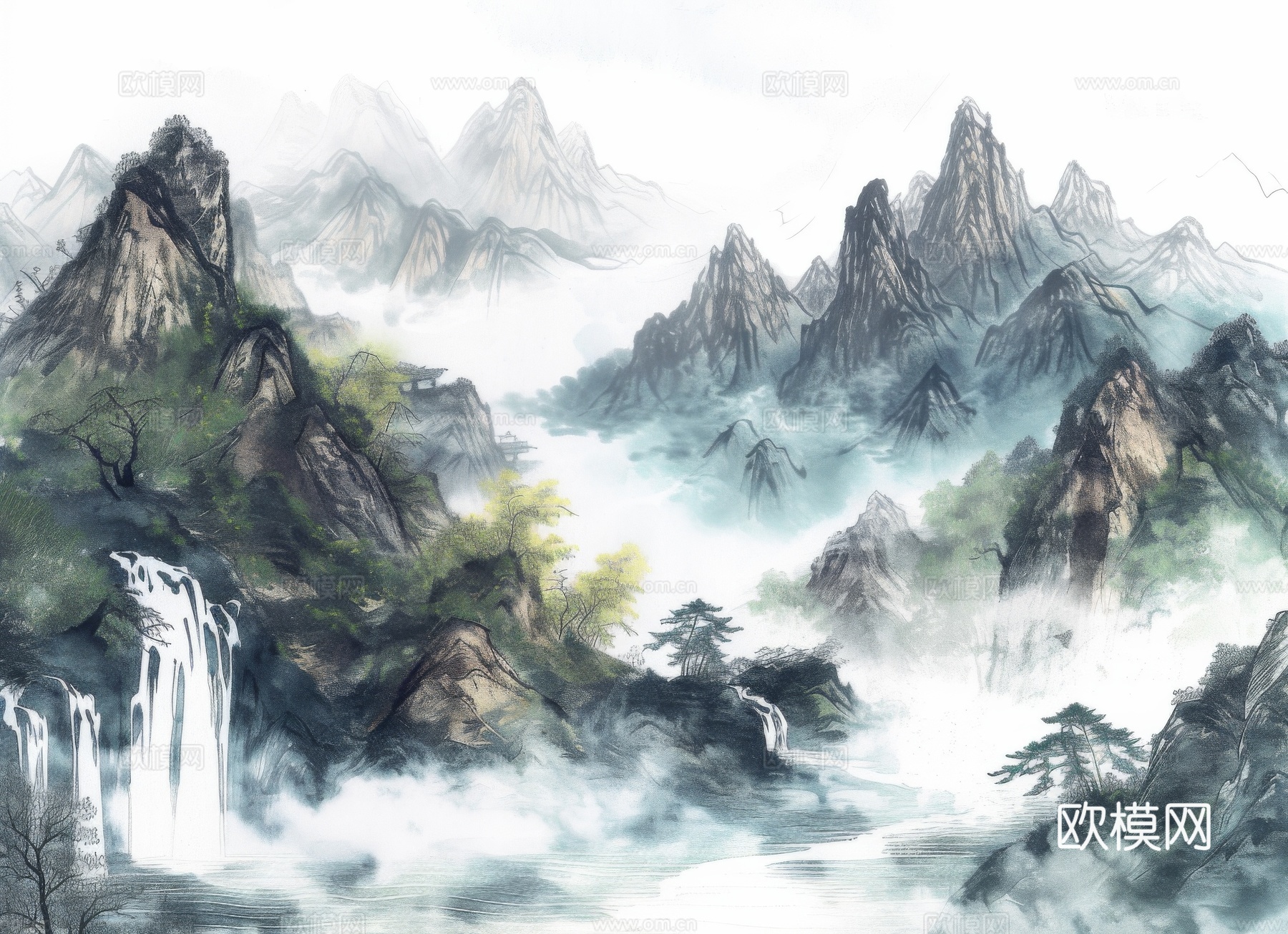 国风山水壁纸壁画