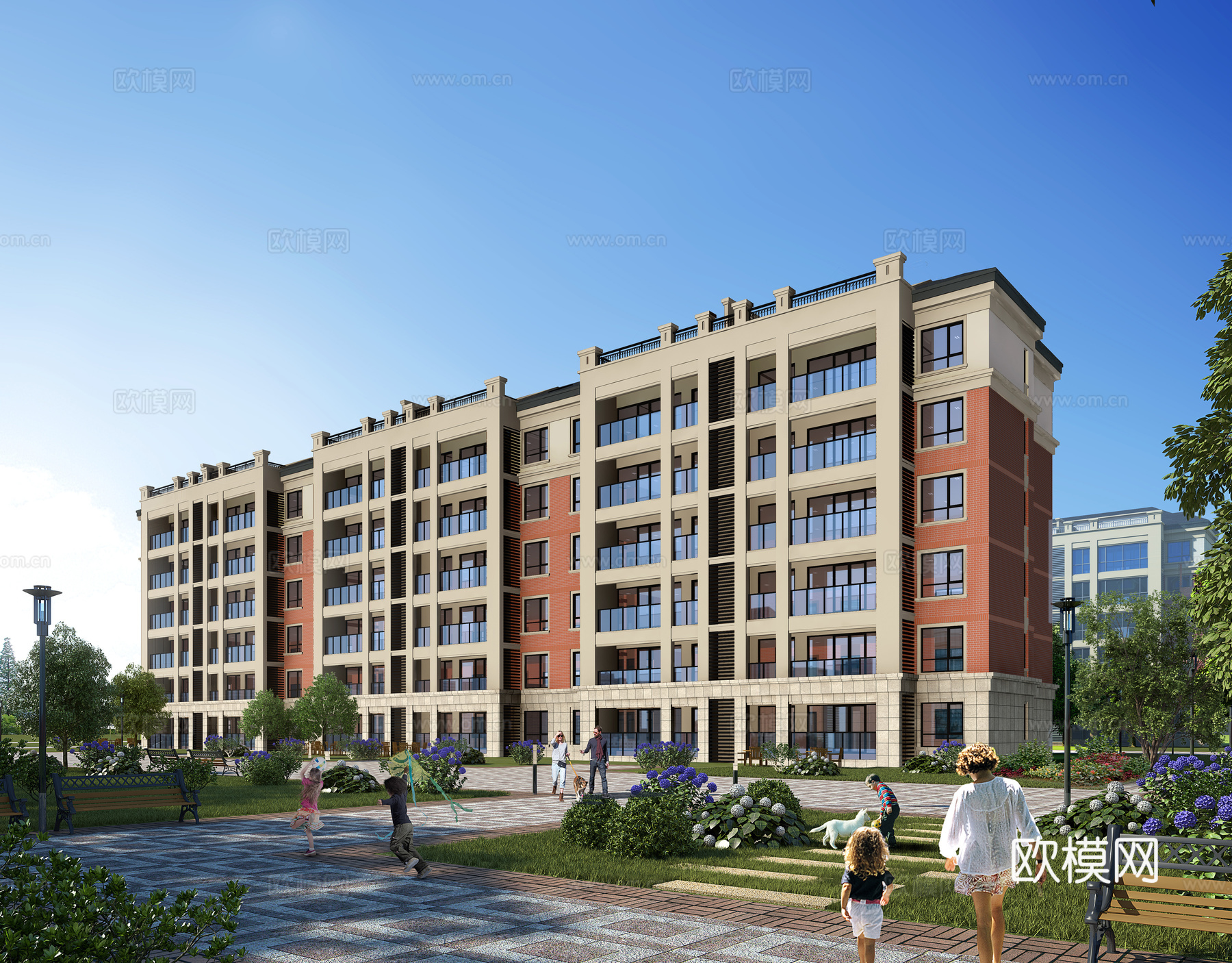现代多层住宅  小区住宅楼3d模型