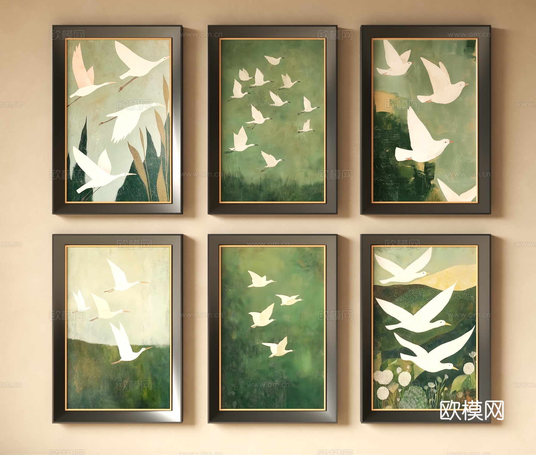 现代花鸟装饰画3d模型
