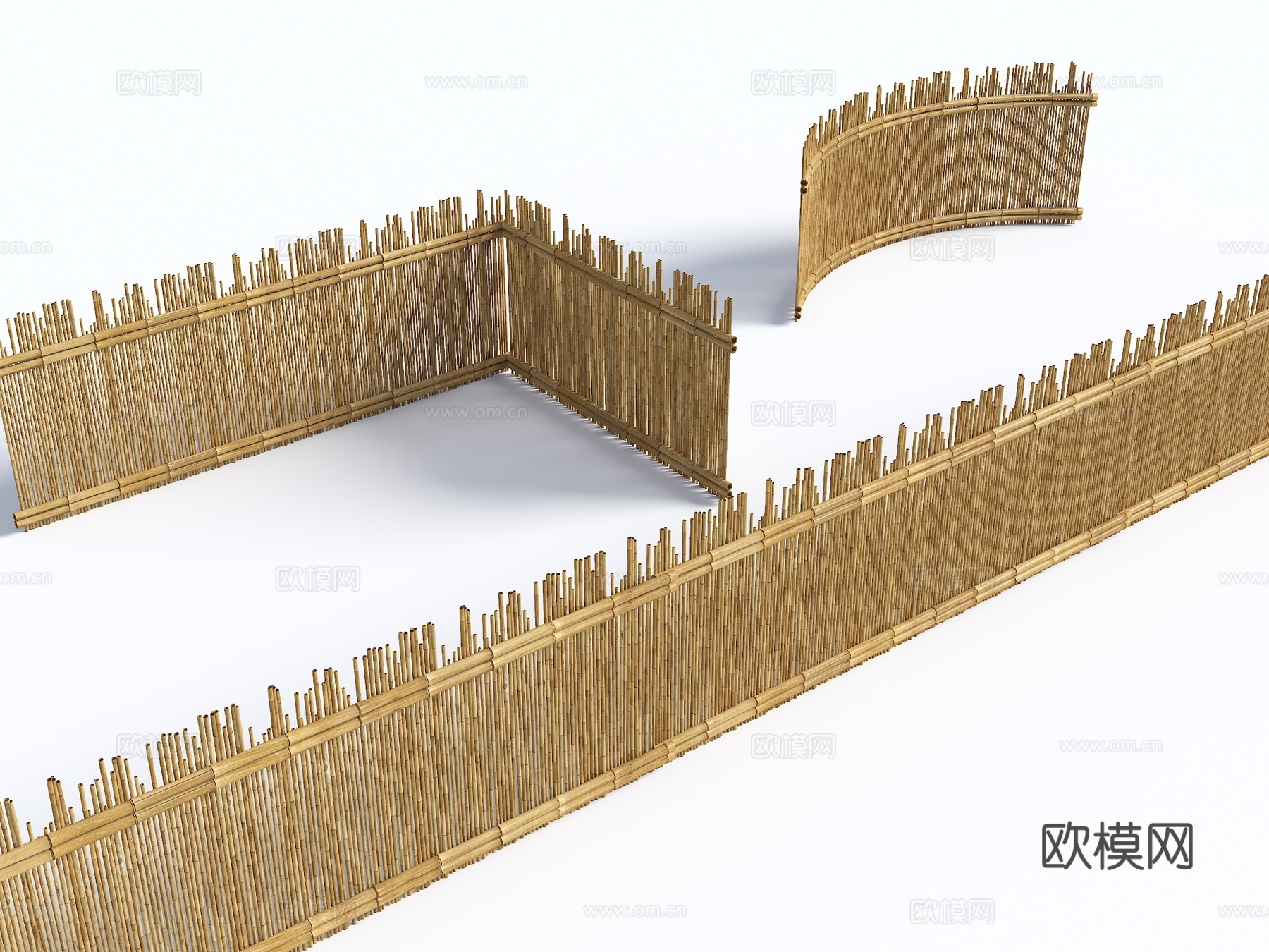 中式竹篱笆 竹子围墙 竹篱笆隔断 庭院围墙 篱笆栅栏 篱笆隔3d模型
