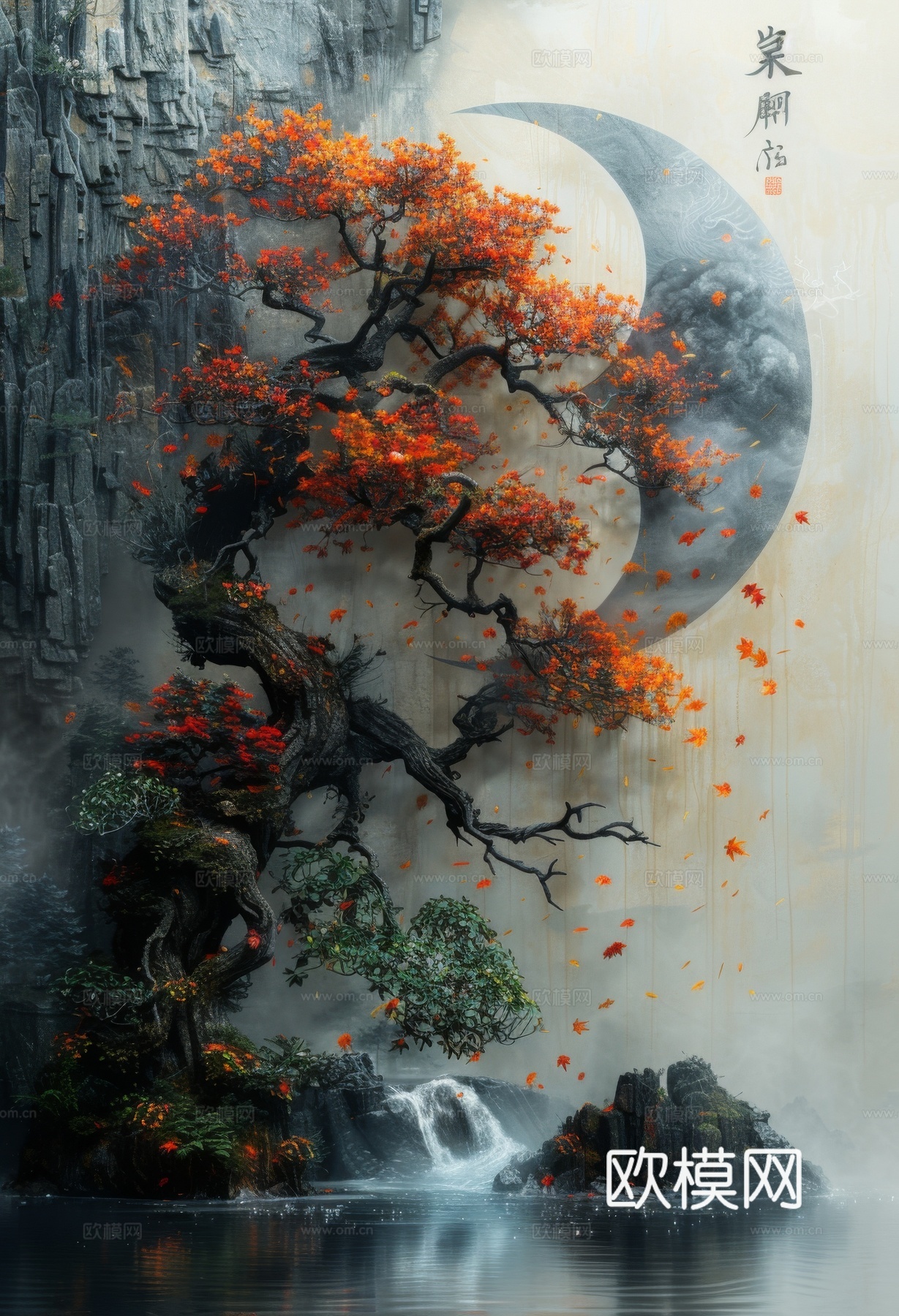 国风山水壁纸壁画下载（渲染图3）