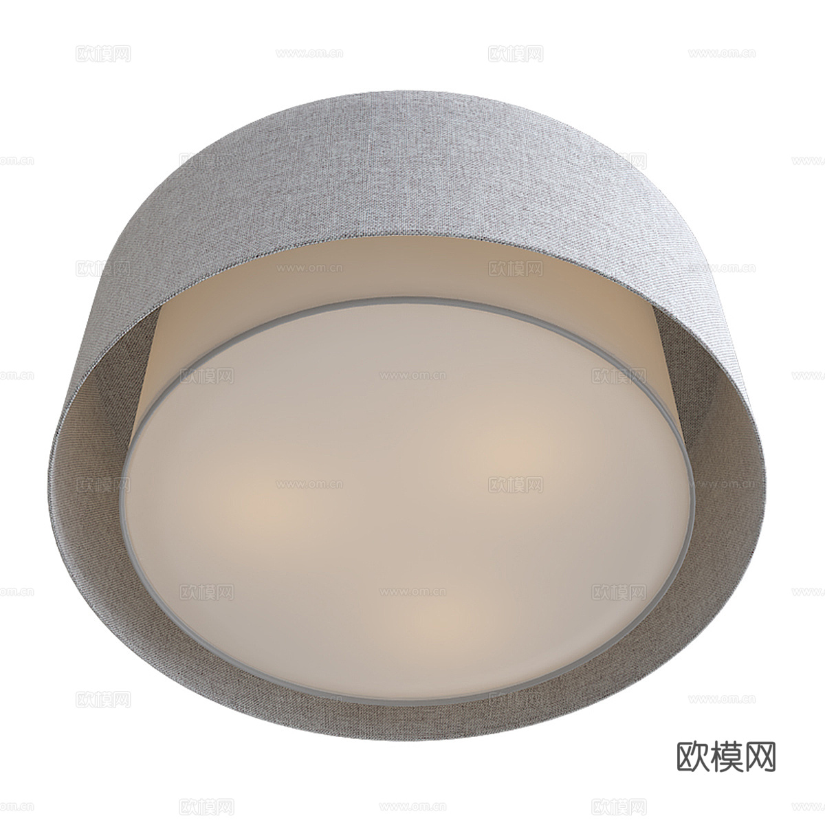 新中式布艺吸顶灯3d模型