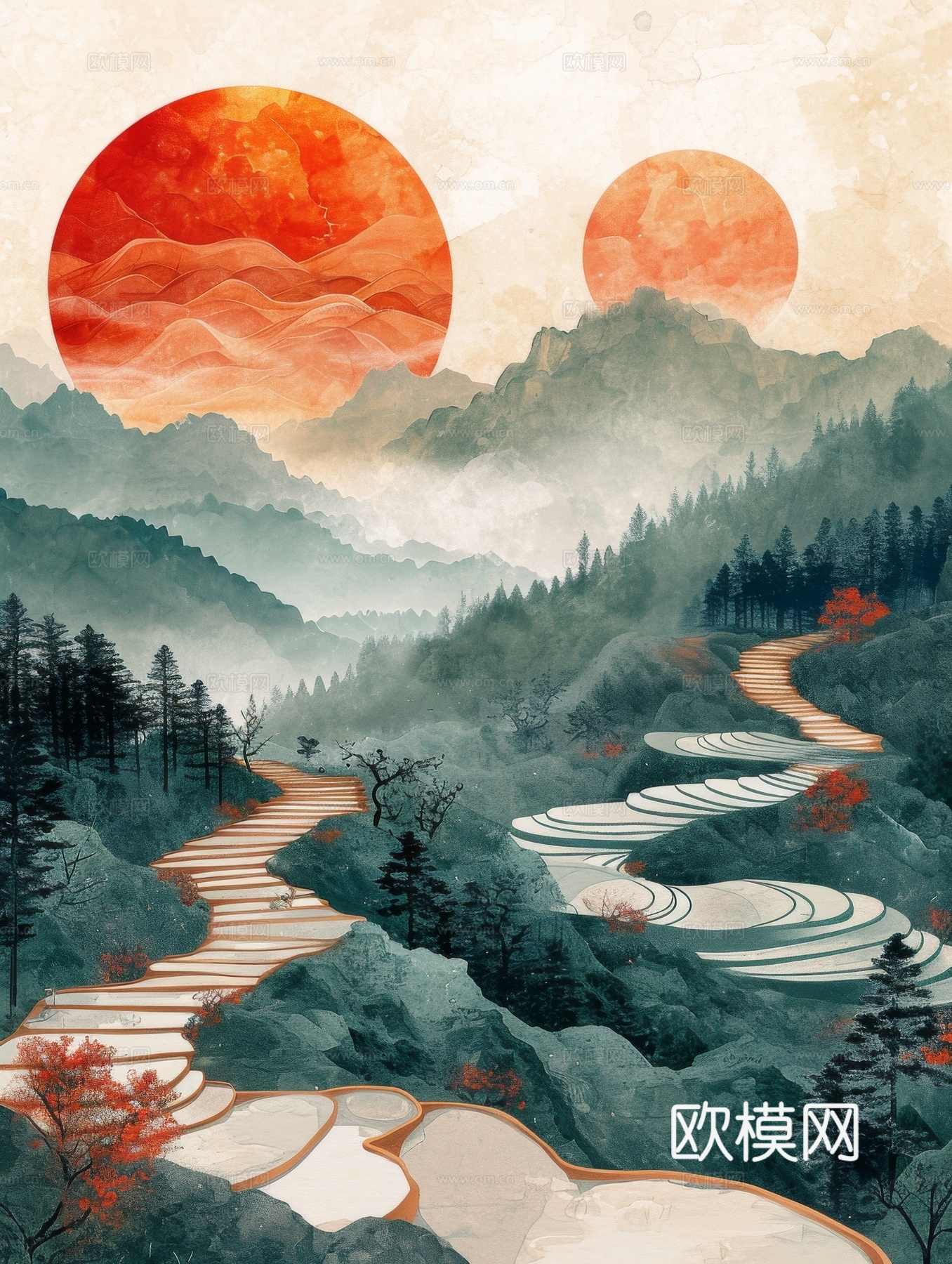 国风山水壁纸壁画