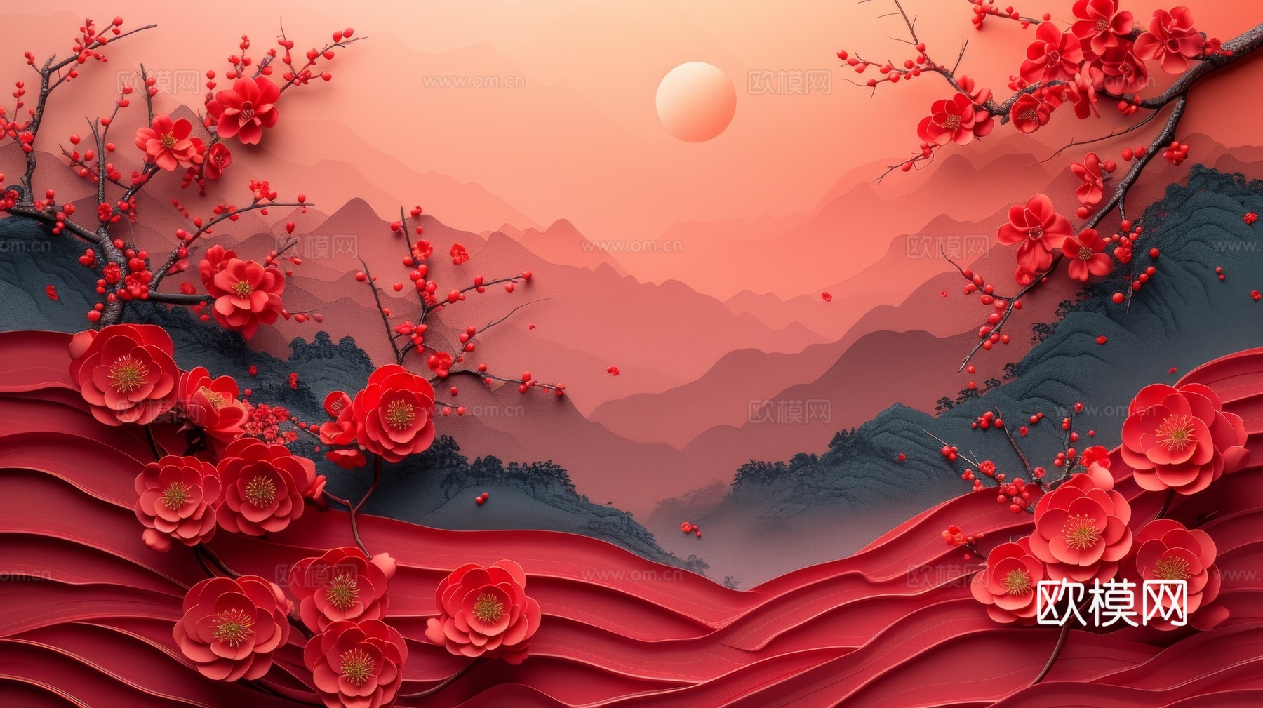 国风山水壁纸壁画