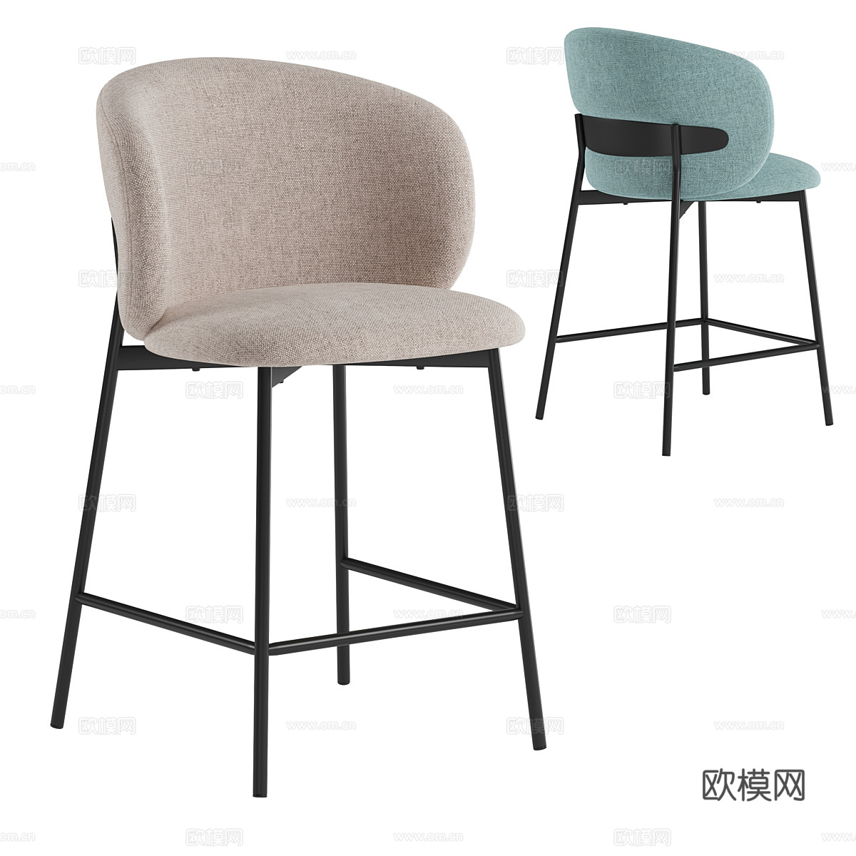 现代意式极简吧台椅3d模型