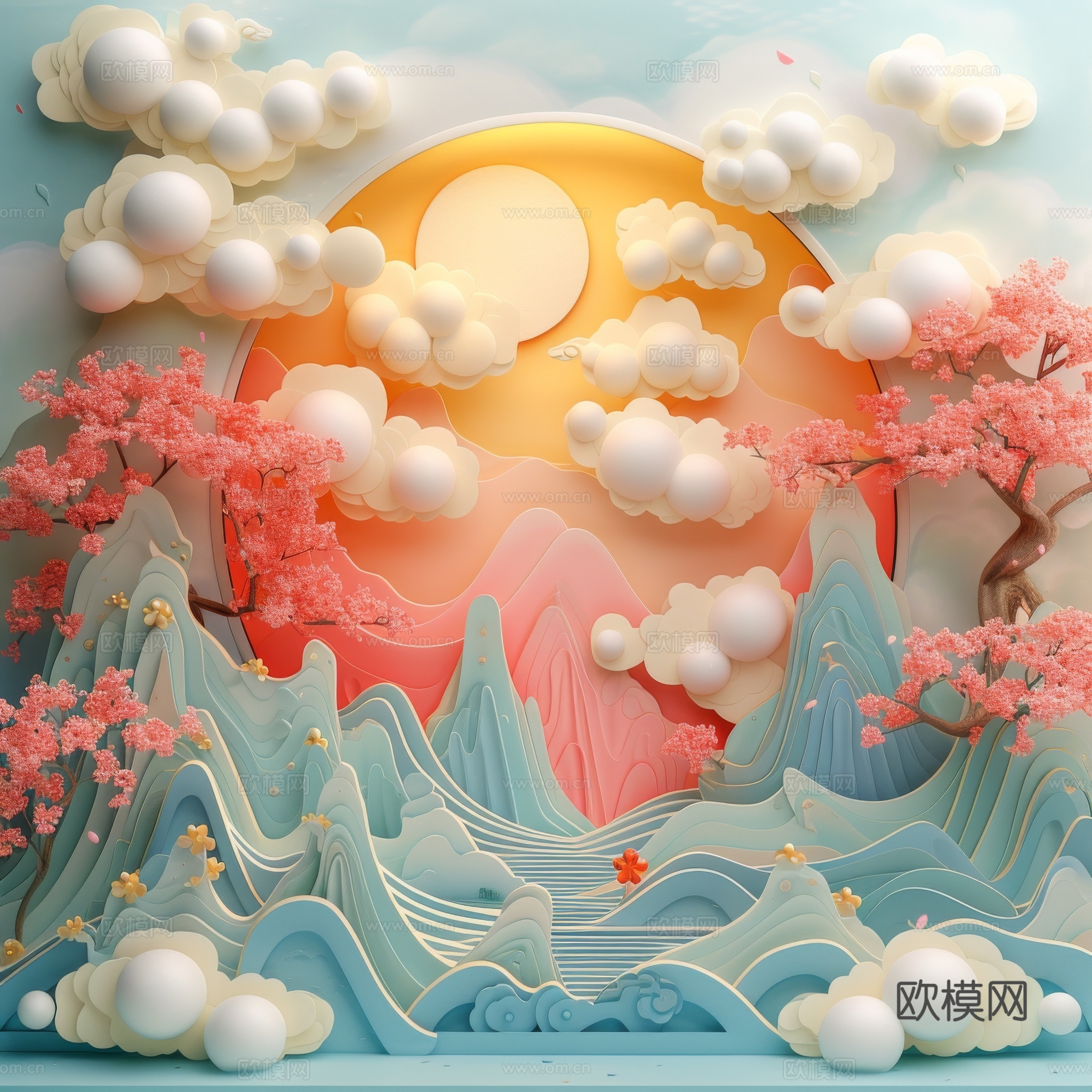 国风山水壁纸壁画