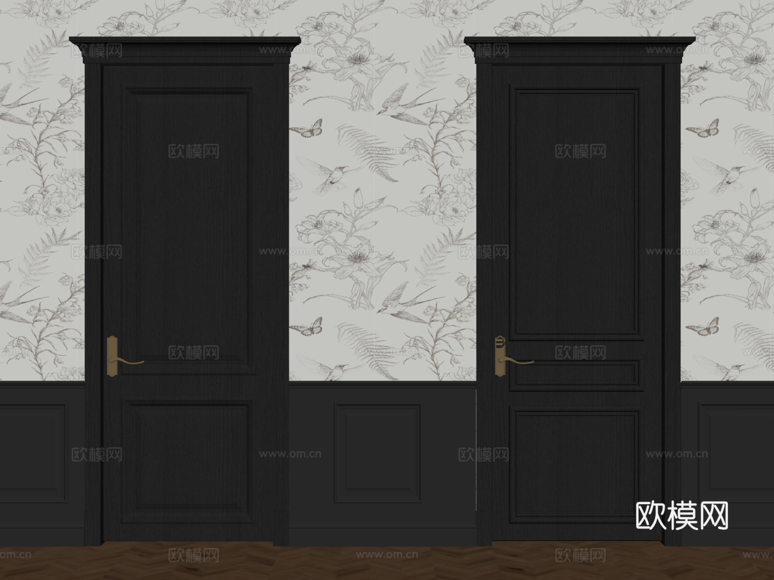单开门 法式入户门 子母门su模型