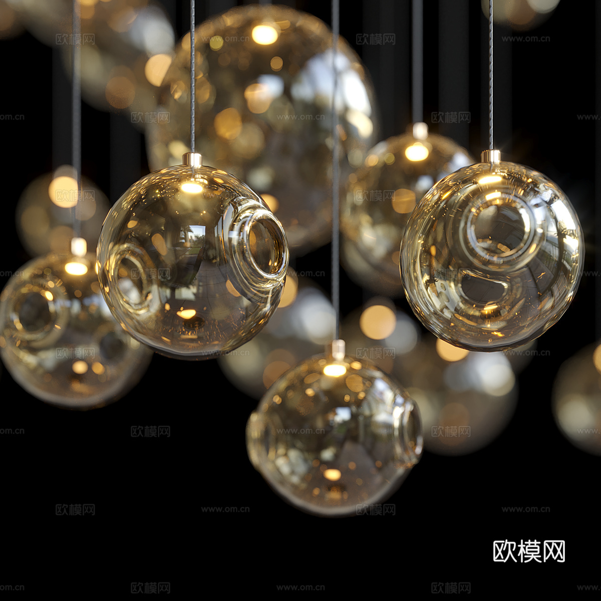 新中式轻奢工艺吊灯3d模型