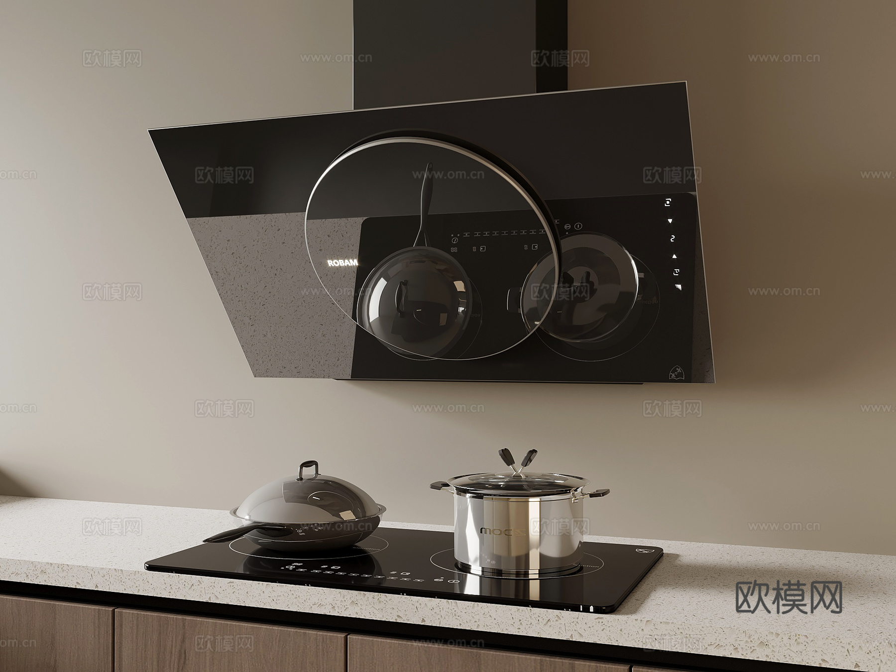 灶台 现代灶台 电磁炉 油烟机3d模型
