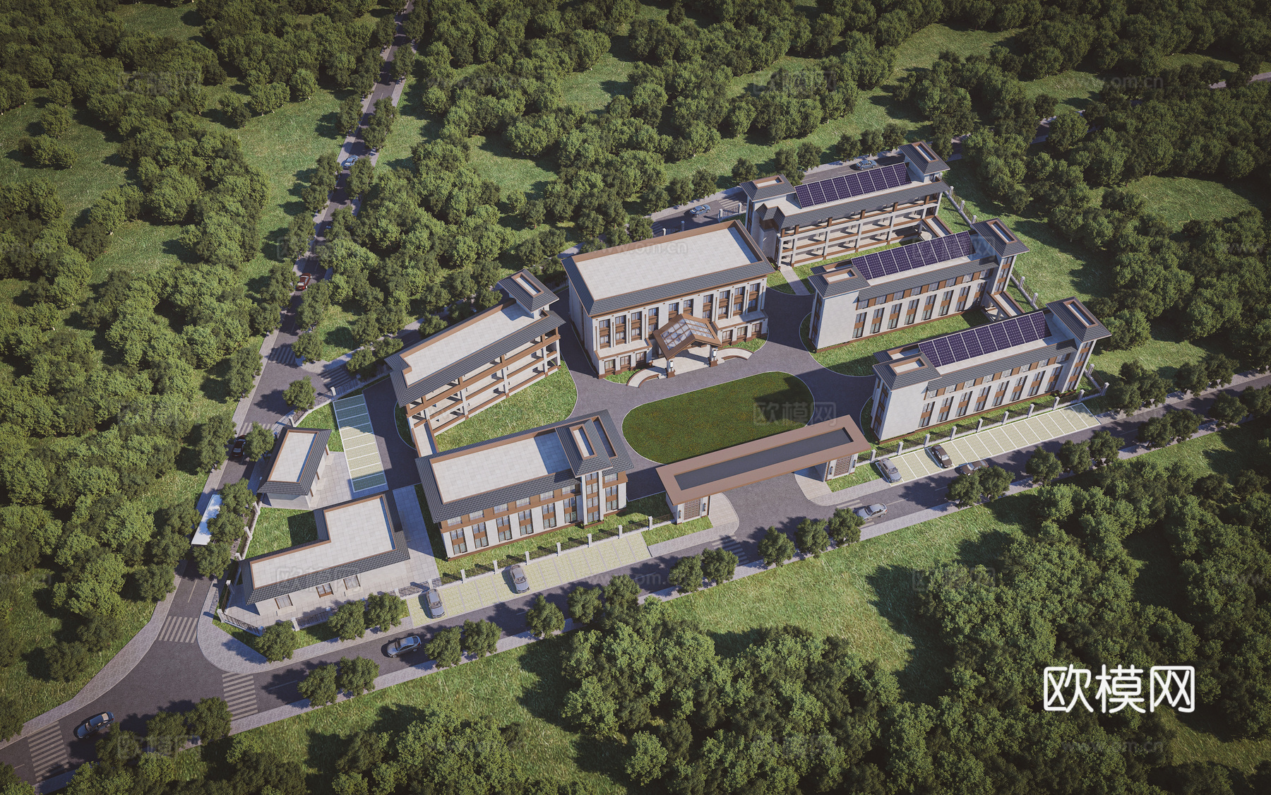 现代新中式养老院3d模型