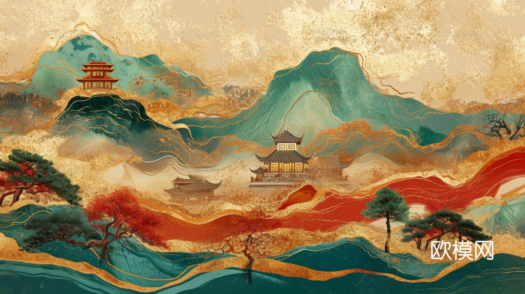 国风山水壁纸壁画