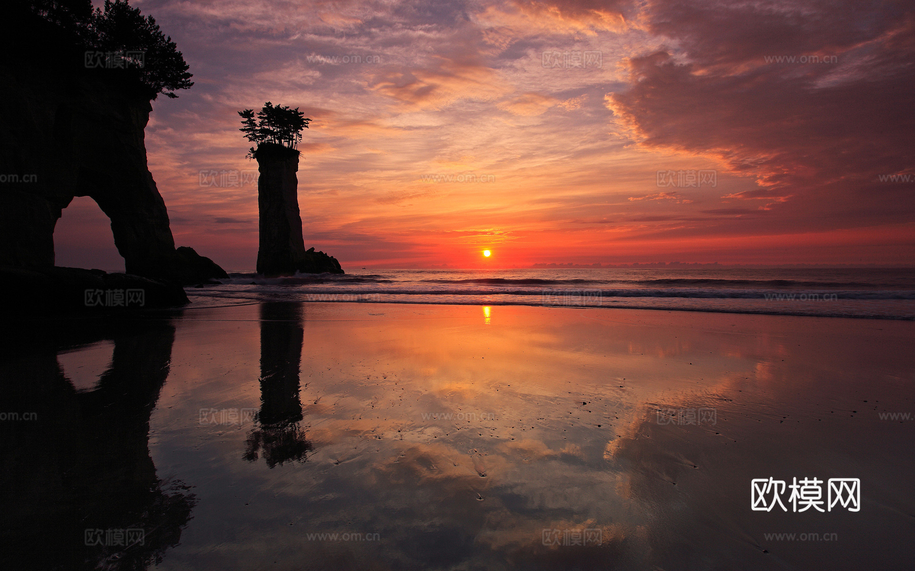 海滩夕阳天空  黄昏天空 天空外景
