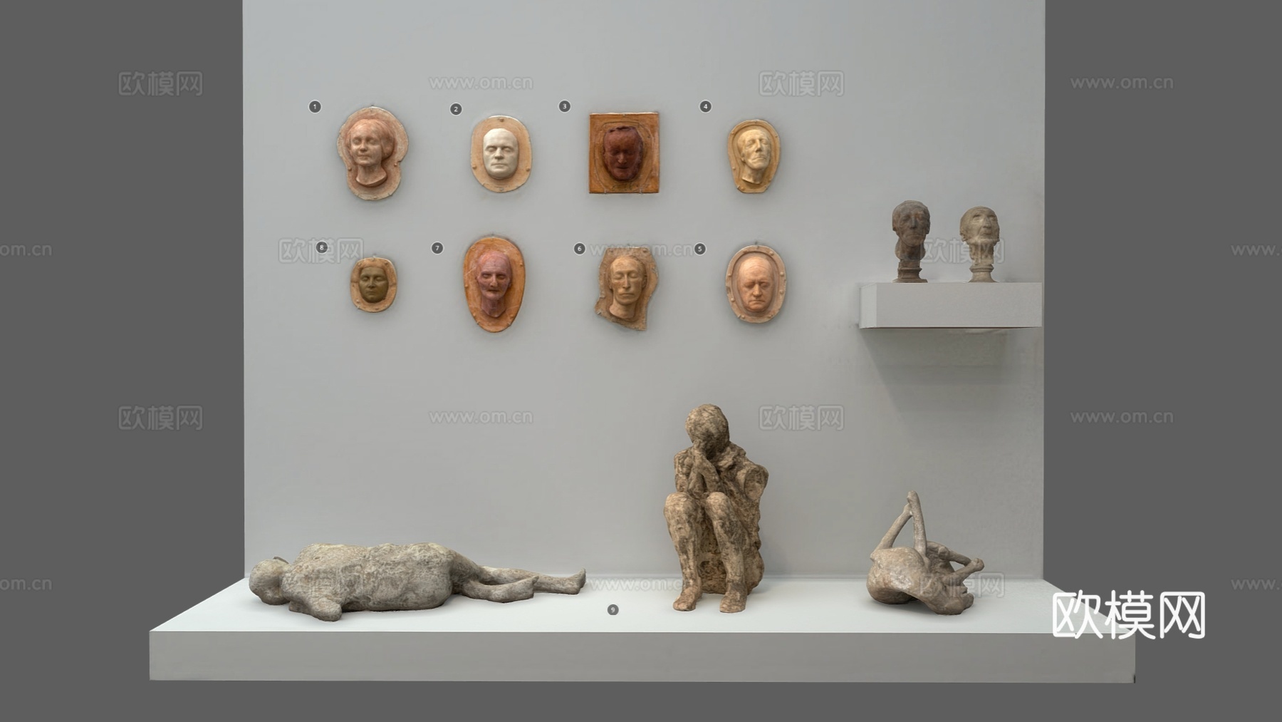 现代雕塑摆件 雕塑摆件 展品展台 艺术雕塑3d模型