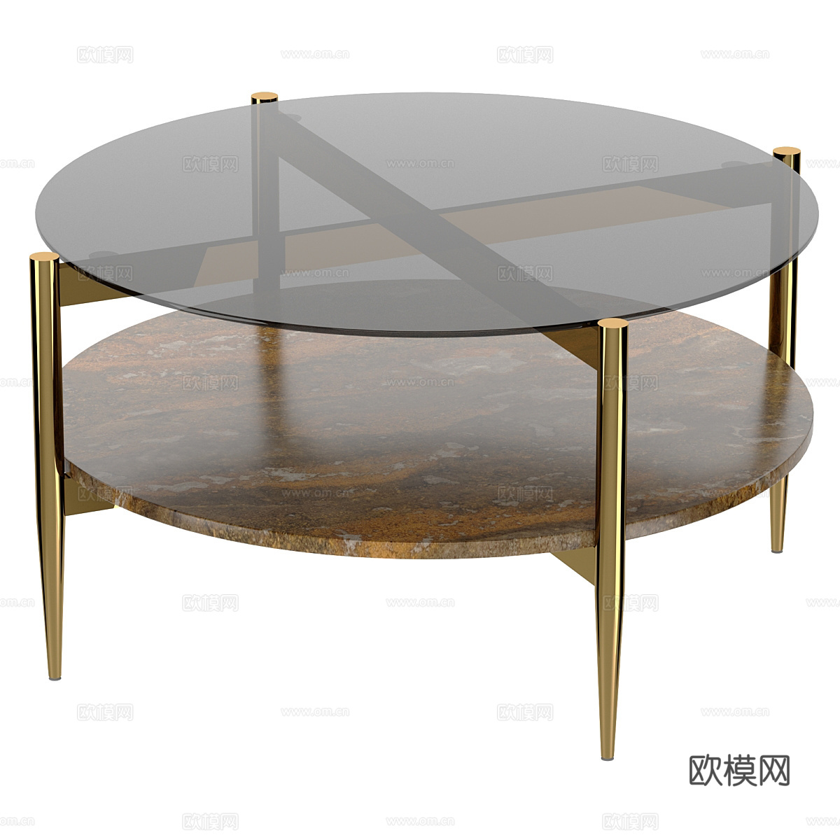 现代轻奢玻璃圆茶几3d模型