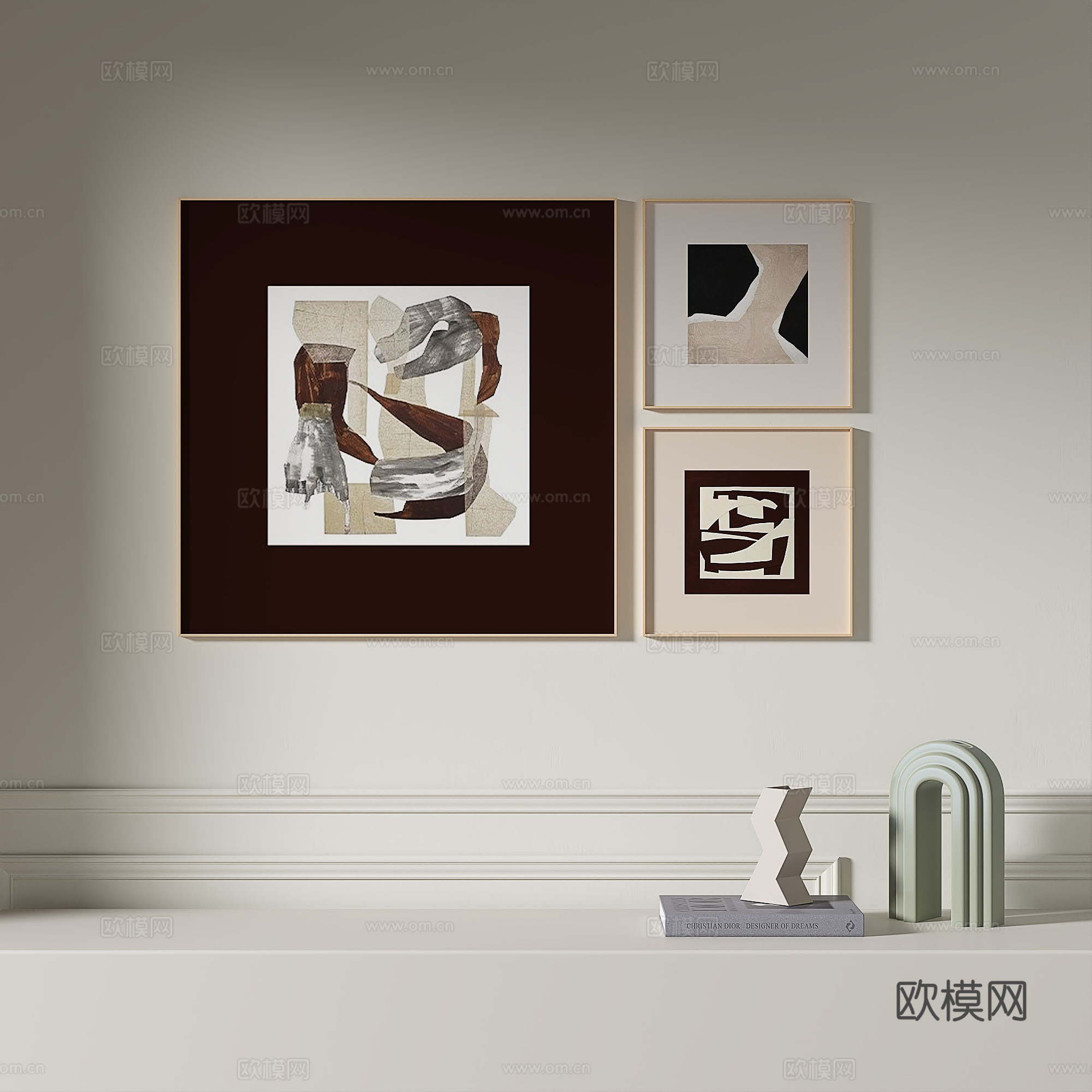 现代，复古，中古，简约，抽象，轻奢，装饰画3d模型