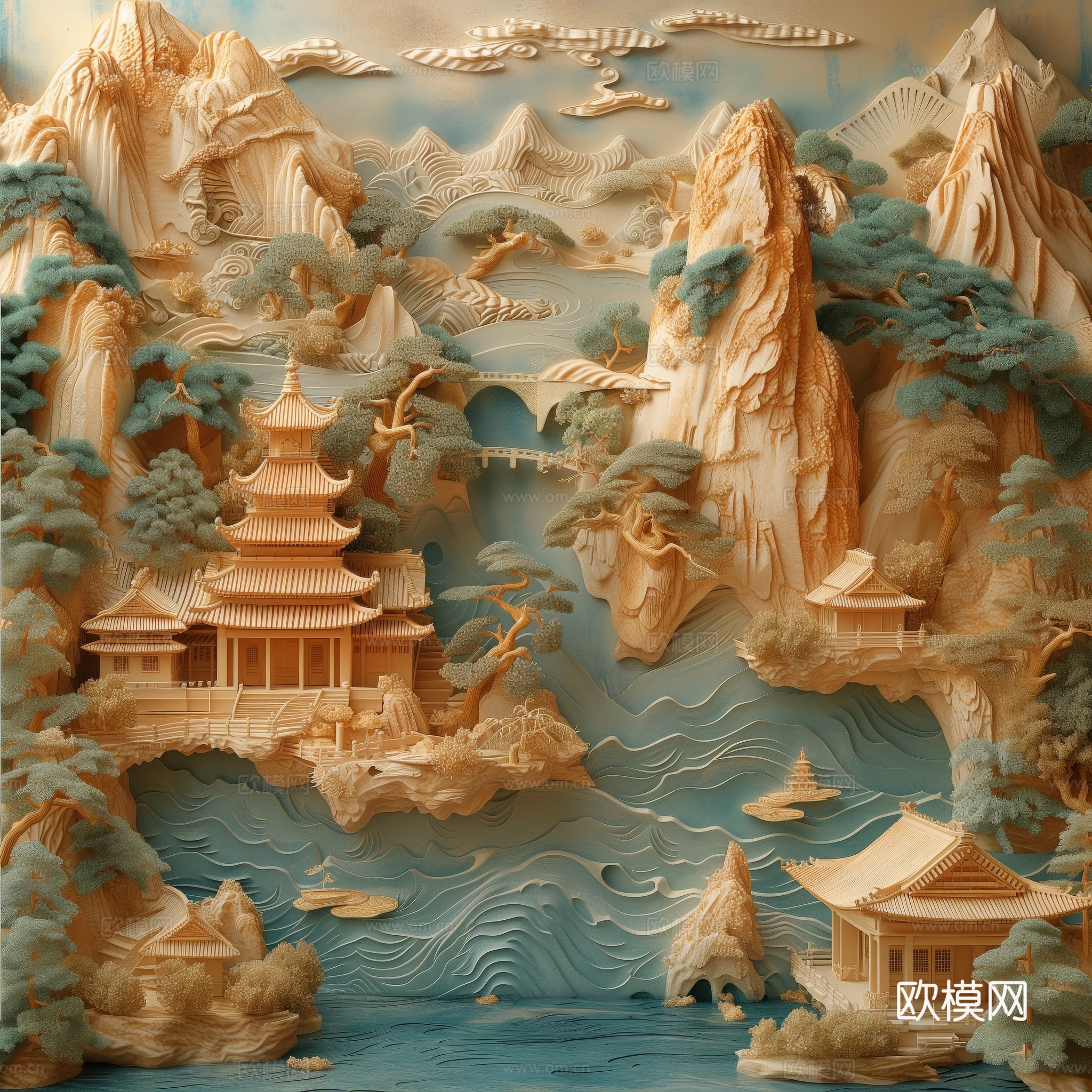 国风山水壁纸壁画