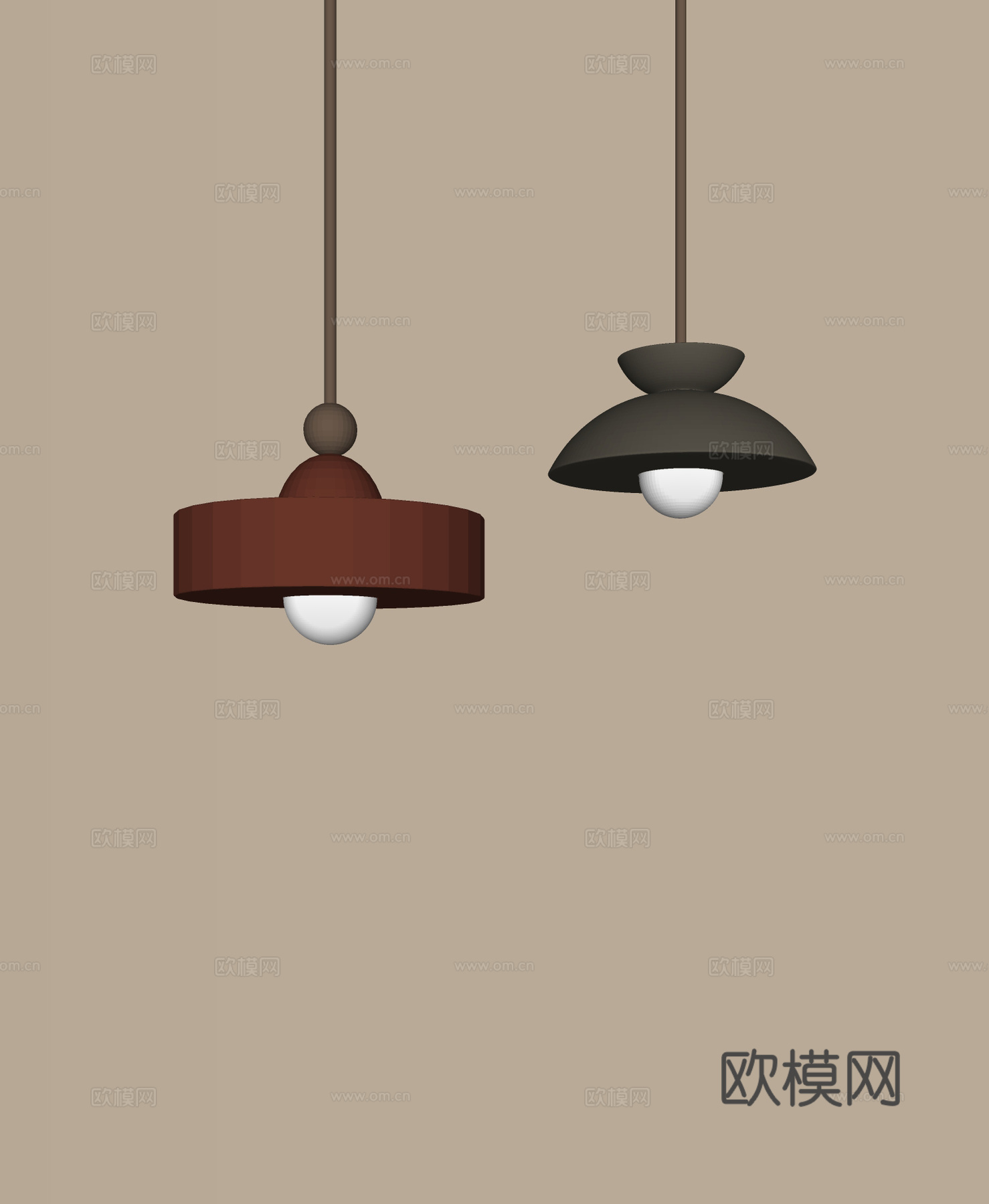 侘寂中古风餐厅吊灯 金属吊灯 床头吊灯 圆形吊灯 书房吊灯su模型