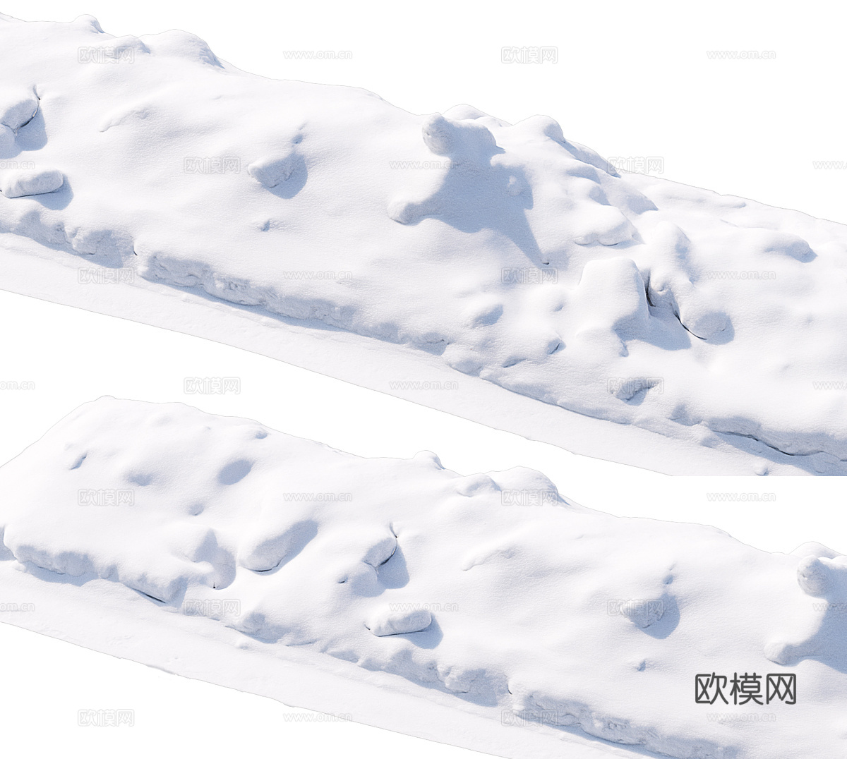 现代雪堆 雪路 雪 户外雪 人行道 路边3d模型