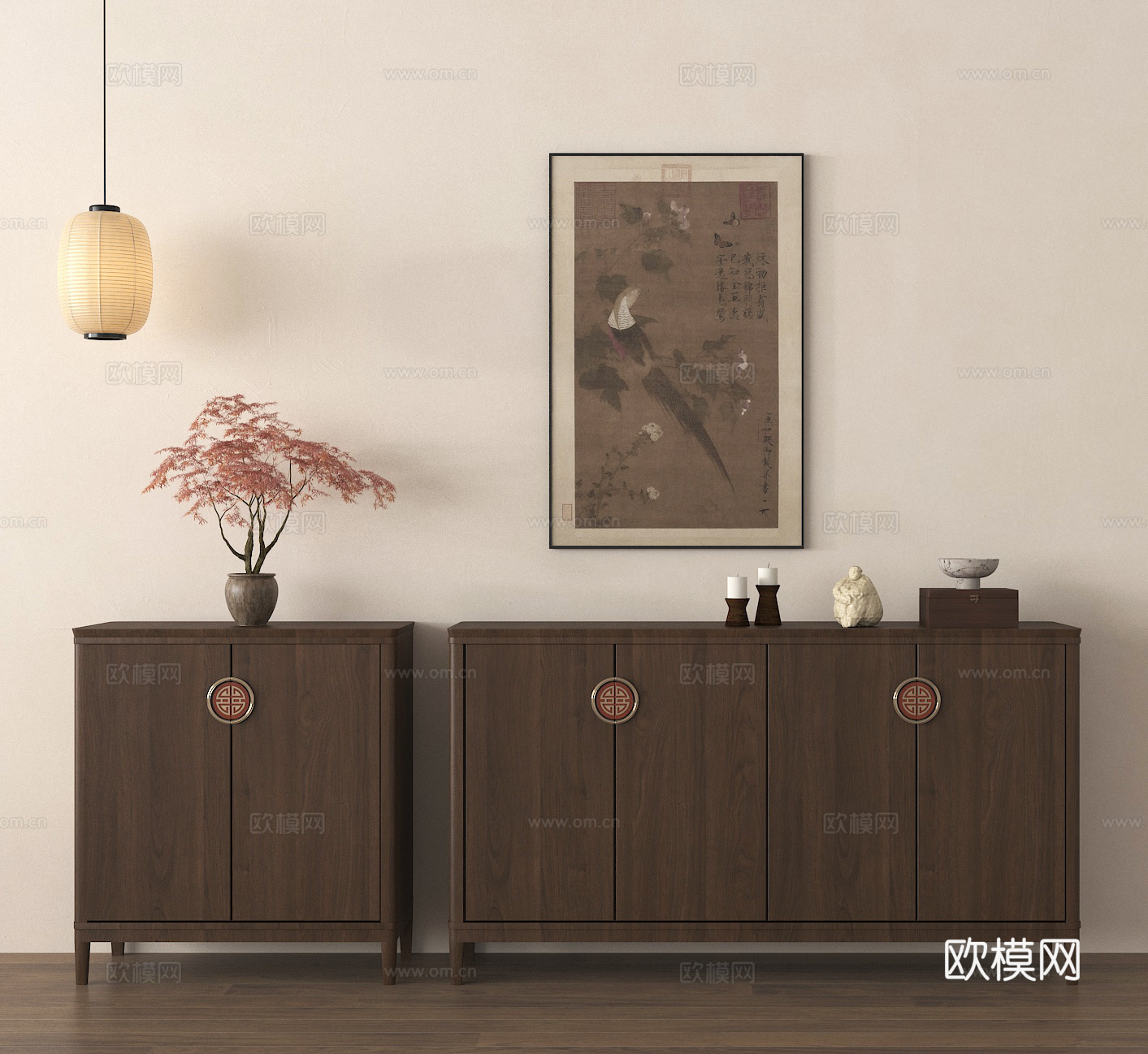 玄关柜 边柜 鞋柜 摆件 装饰画su模型