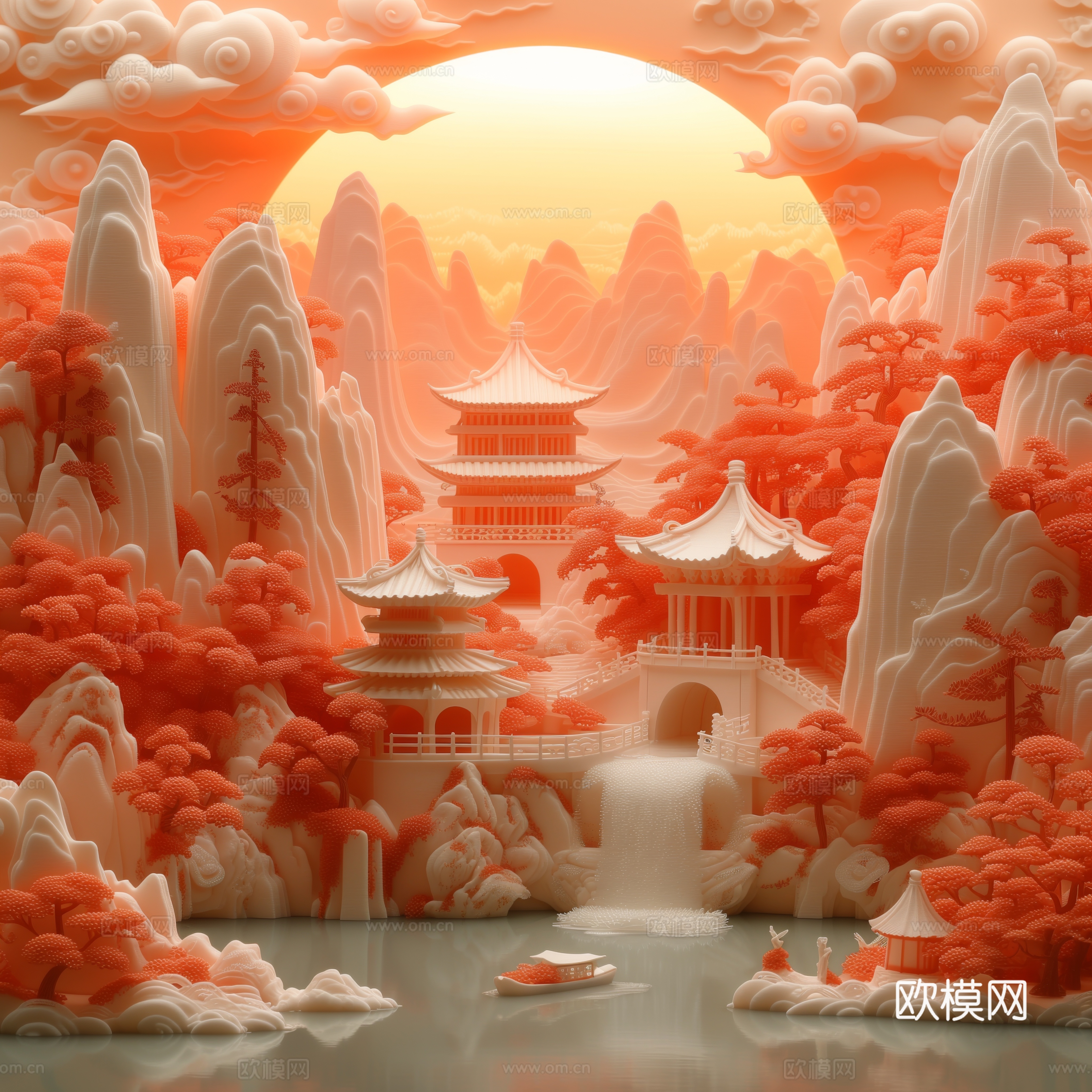 国风山水壁纸壁画