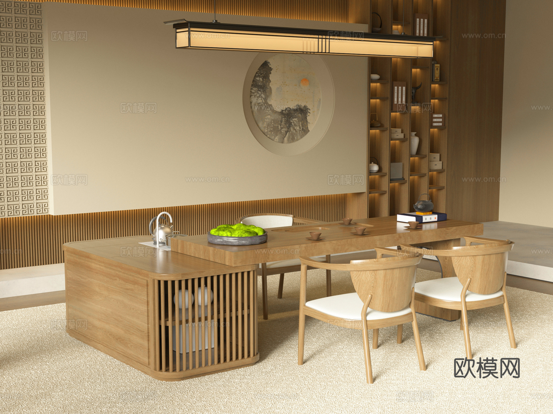 新中式茶室空间3d模型