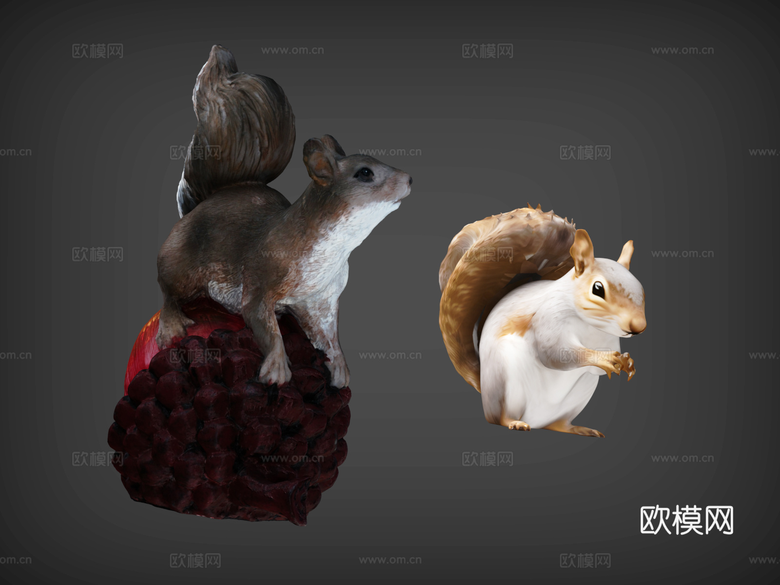 松鼠 松子  卡通松鼠 动画松鼠 松子  两只松鼠3d模型