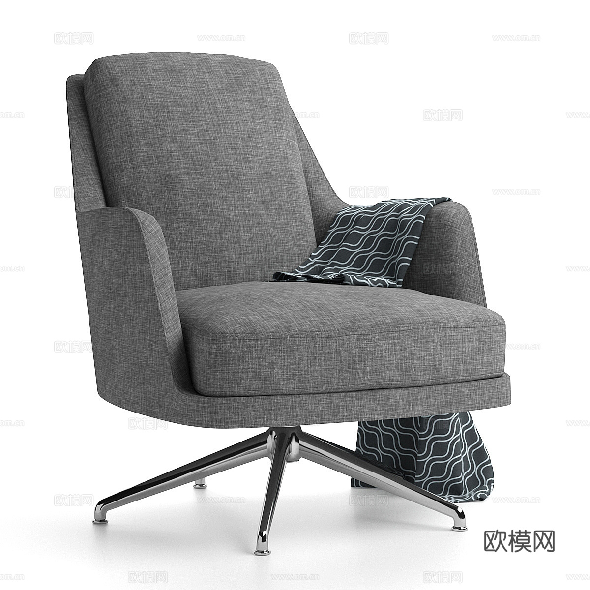 现代意式布艺办公椅3d模型