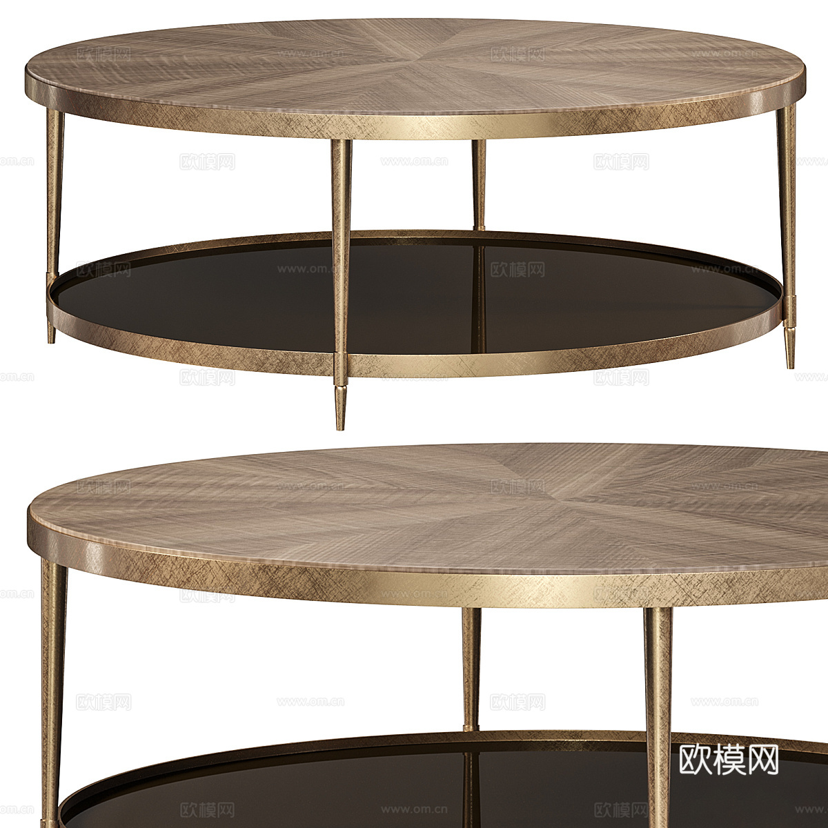 新中式轻奢实木圆茶几3d模型