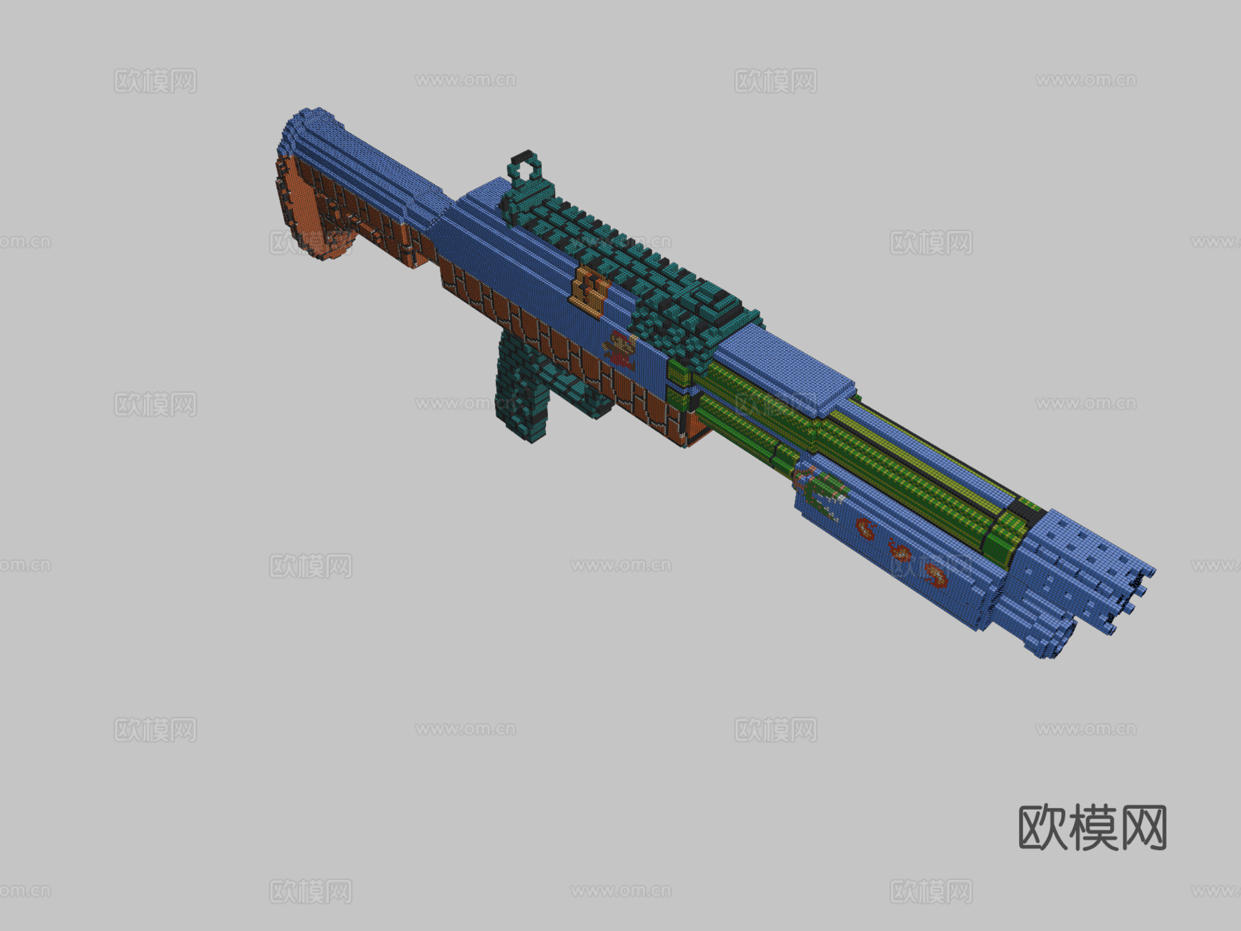 体素雷明顿870-复古(立方体64X)3d模型