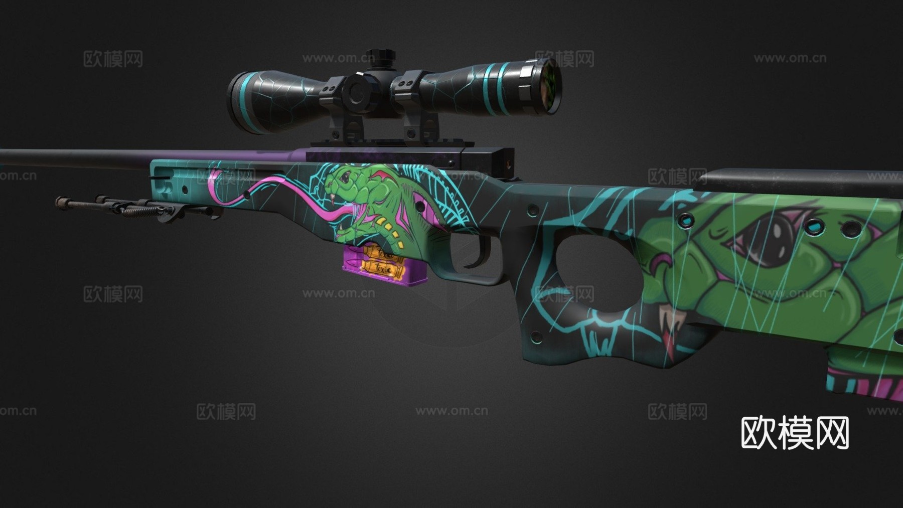 AWP-=致命毒刺=皮肤3d模型