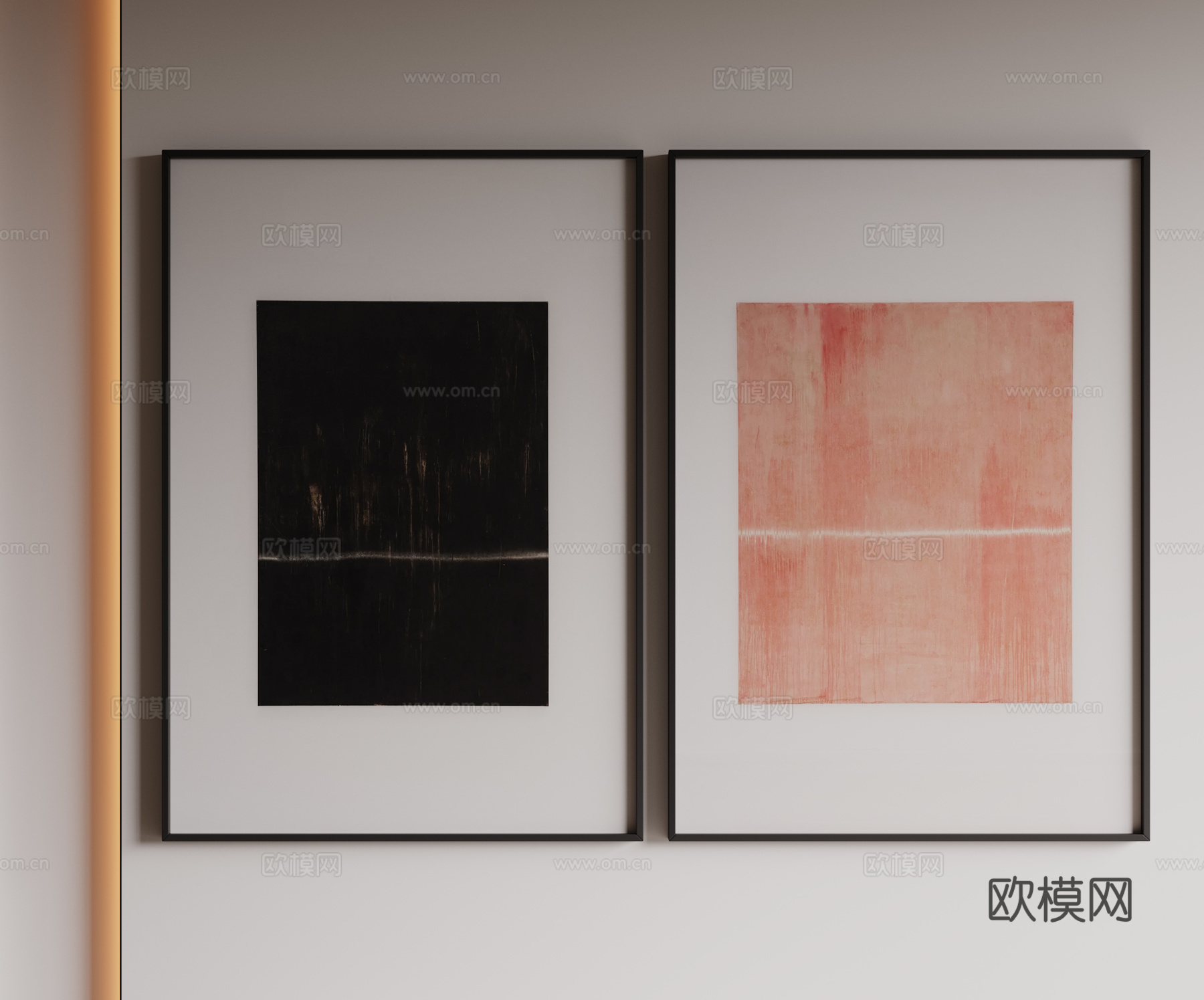 现代极简装饰画 侘寂中古风挂画 奶油风装饰画 意式挂画 黑白su模型