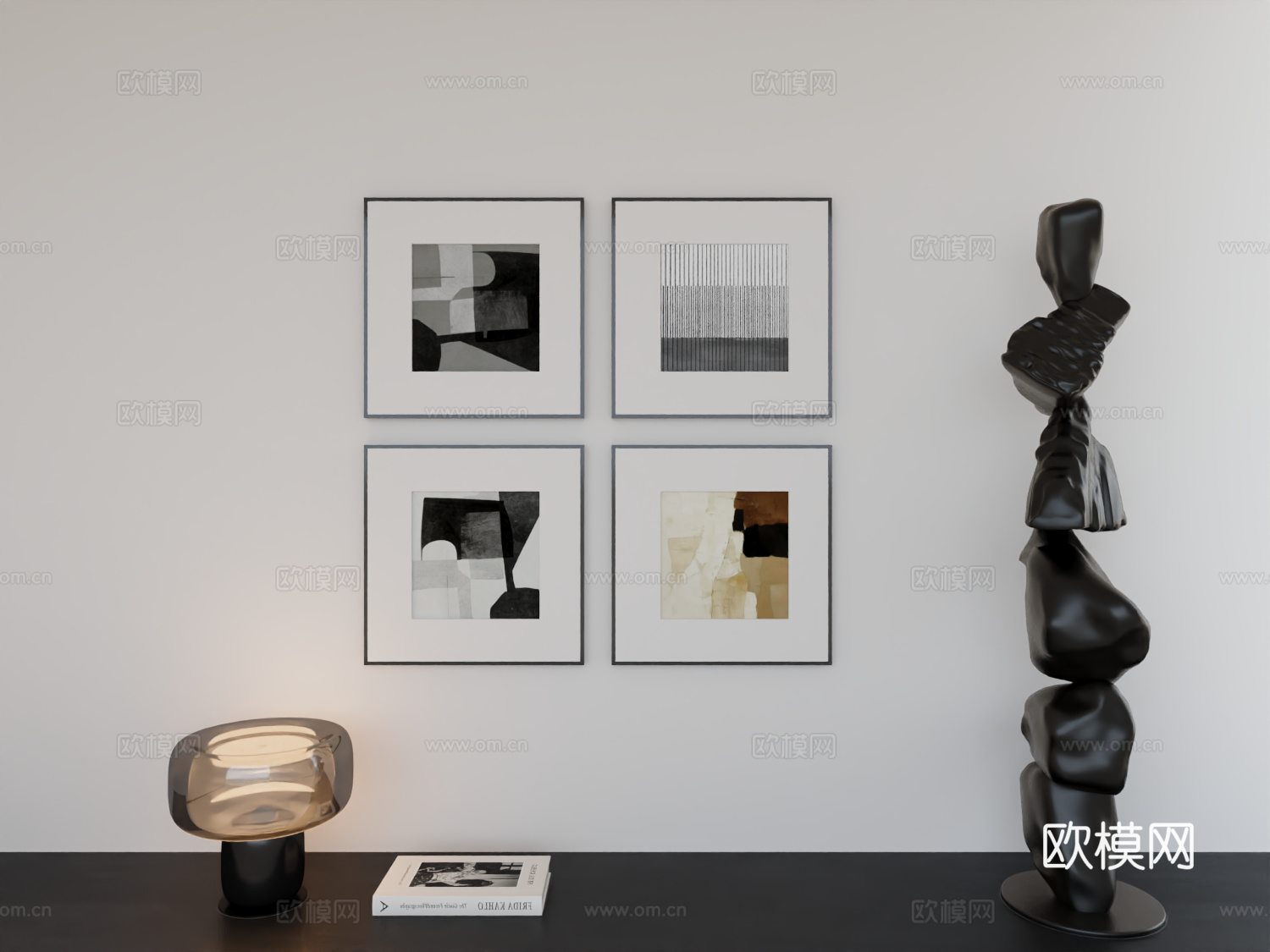 现代简约挂画极简阵列挂画3d模型