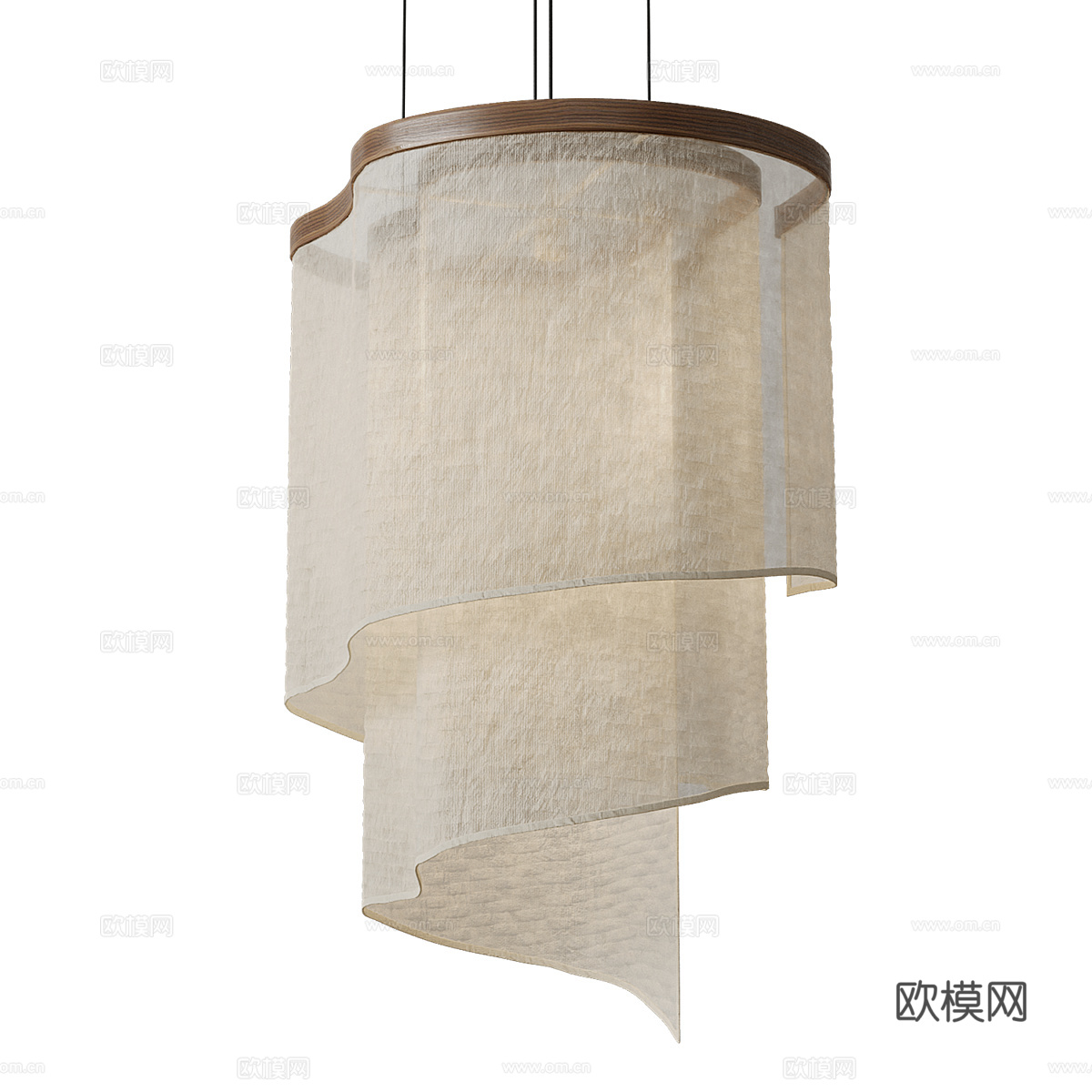 新中式轻奢布艺吊灯3d模型