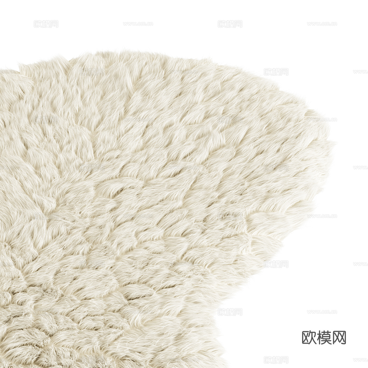 现代奶油风毛绒地毯3d模型