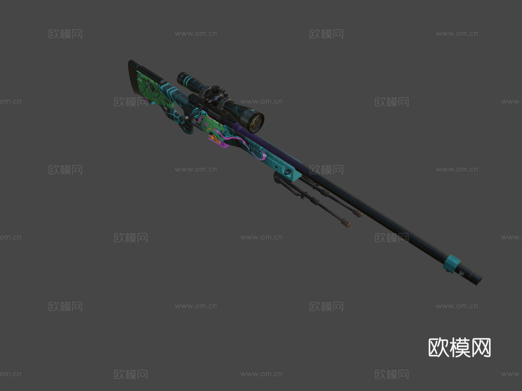 AWP-=致命毒刺=皮肤3d模型