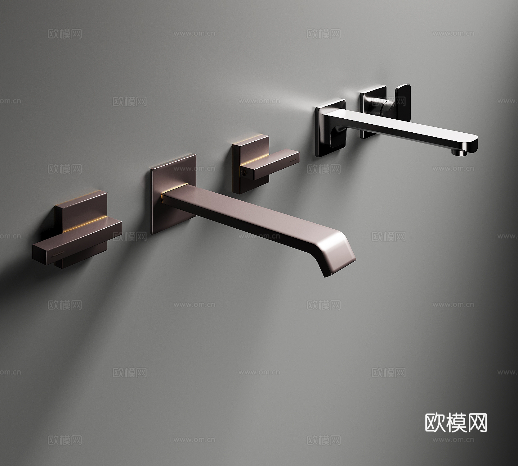 现代墙排水龙头su模型