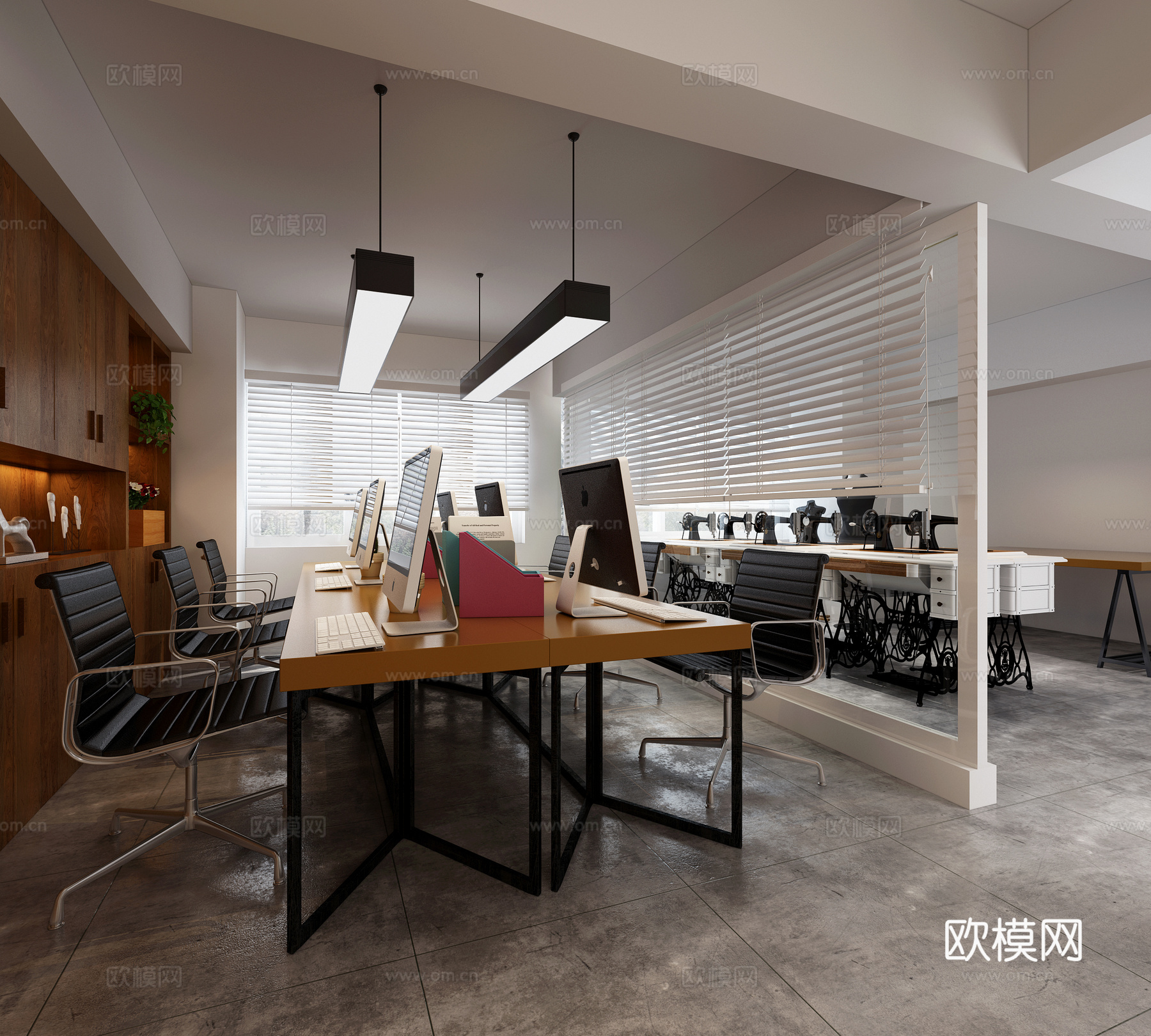 工业风服装厂工作室 经理办公室3d模型
