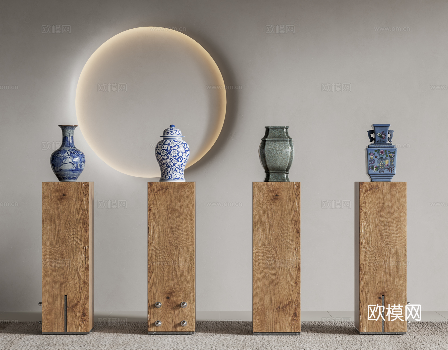 新中式瓷器摆件 青花瓷摆件 中式瓷瓶 瓷器花瓶 陶瓷花瓶3d模型