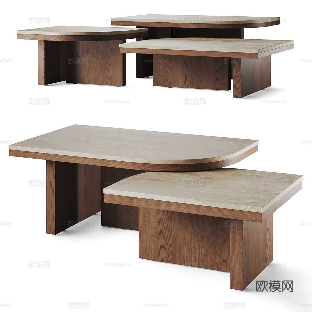 现代意式实木茶几3d模型