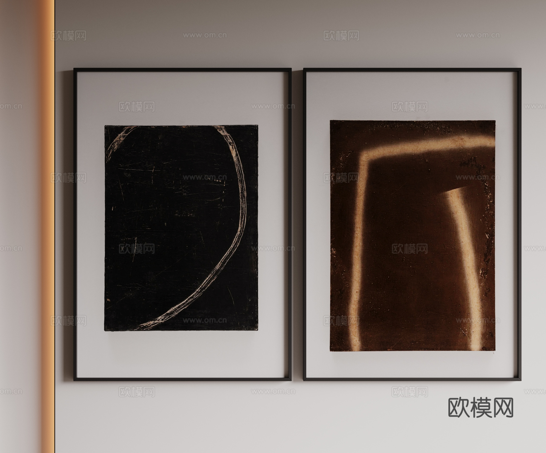 现代极简装饰画 侘寂中古风挂画 奶油风装饰画 意式挂画 黑白3d模型